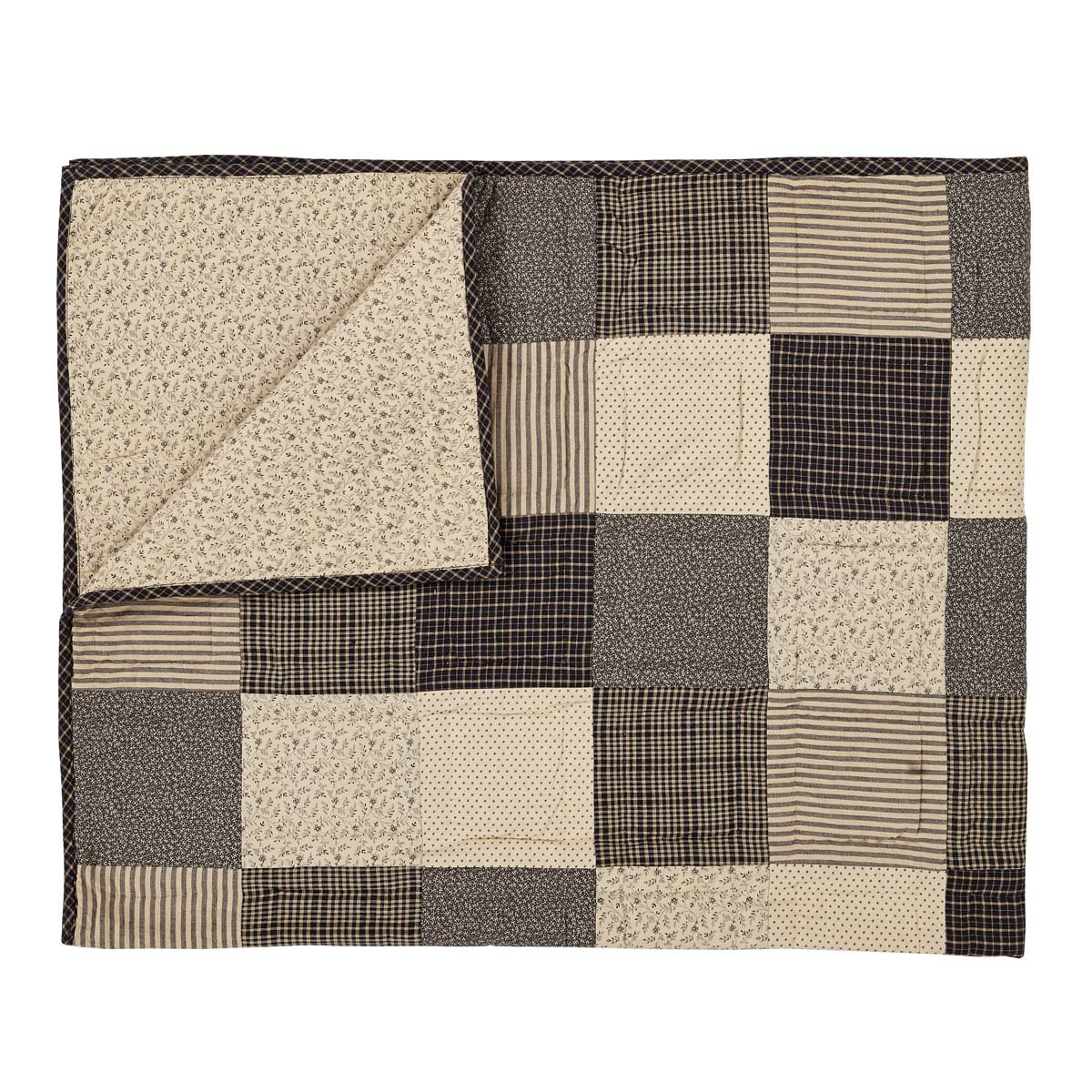VHC Brands Kettle Grove Crow and Star Cotton Primitive Decor Rod Pocket Pre-Washed Appliqued Throw Blanket, 60x50 Inches, Patchwork Design - Perfect for Farmhouse Bedroom, Rustic Living Room, and Cozy Sofa Decor