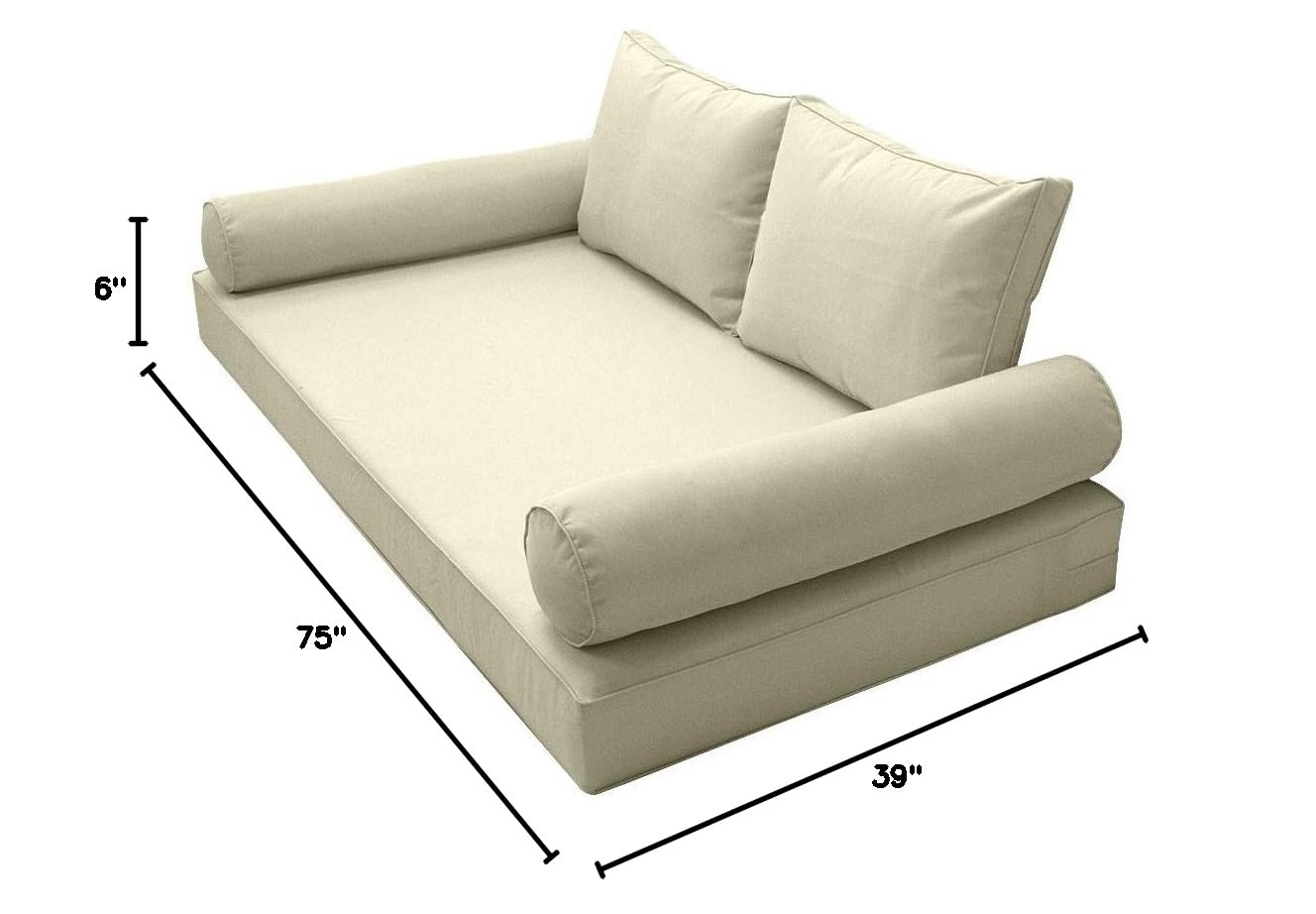 Prolinemax Style1 Twin Size 5-Piece Outdoor Daybed Set with Mattress, Bolster Pillow & Fitted Sheet Cover - Perfect for Patio, Poolside or Garden Relaxation AD005