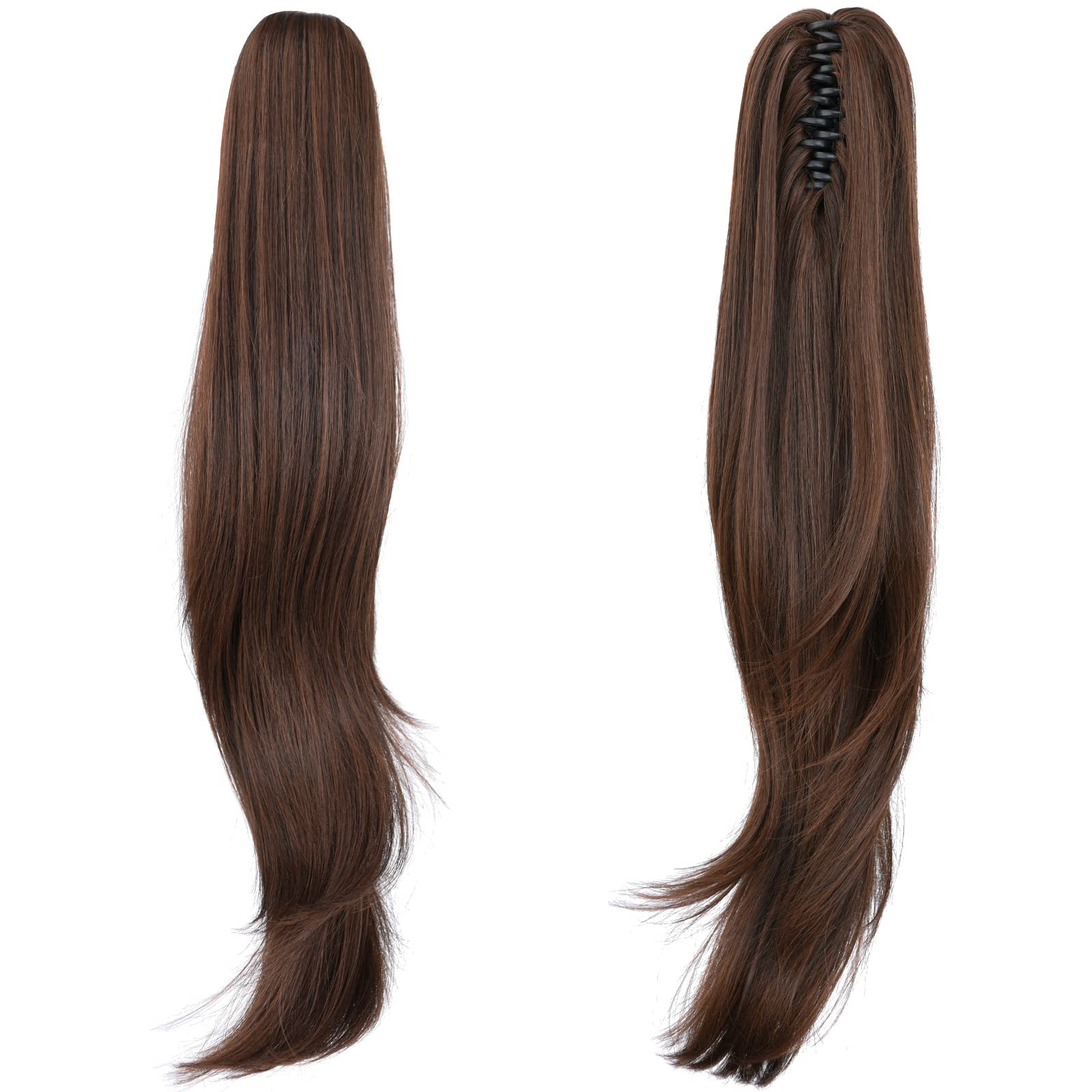 Natural Straight Ponytail Hair Extension with Claw Clip - Seamless Blonde Brown Black Hairpiece for Women - Perfect for Parties, Weddings & Everyday Styling