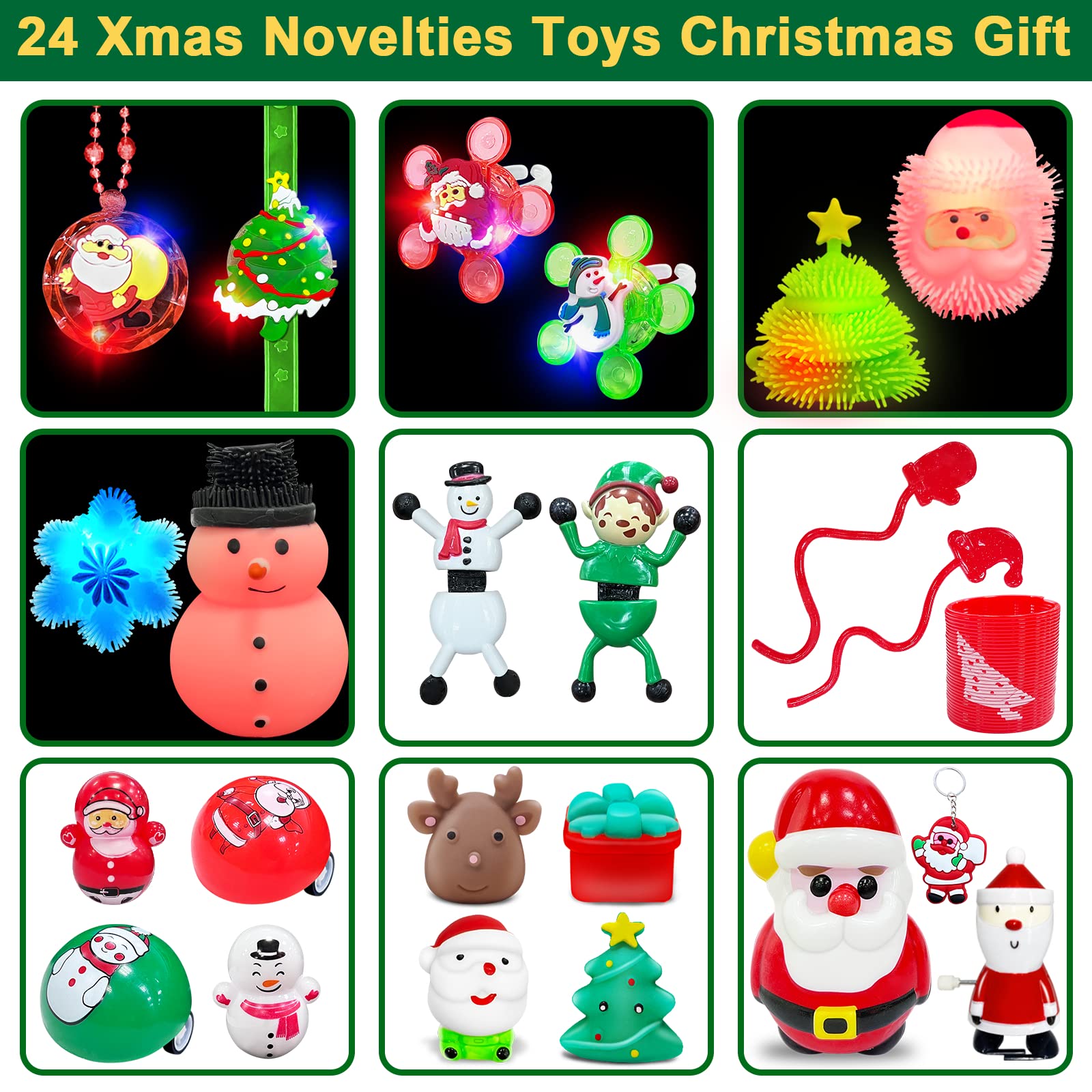 **2024 Christmas Advent Calendar for Kids - 24 Days Countdown with 3 Giant Glow Puffer Balls & 21 Stress Relief Sensory Fidget Toys - Perfect Stocking Stuffers for Boys & Girls - Fun Holiday Countdown & Sensory Play**