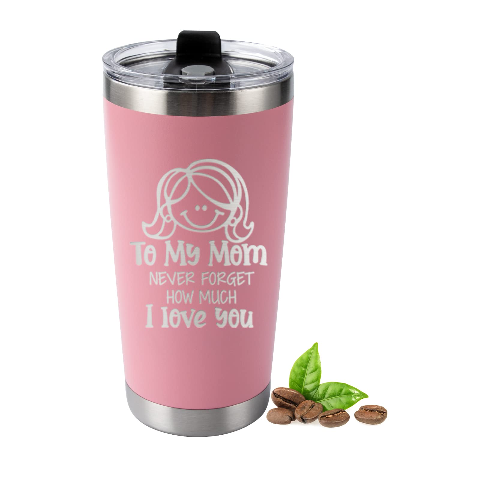 Personalized 20oz Tumbler for Mom - Birthday & Mother's Day Gift from Daughter/Son - Stainless Steel Coffee Cup for Home & Office Use