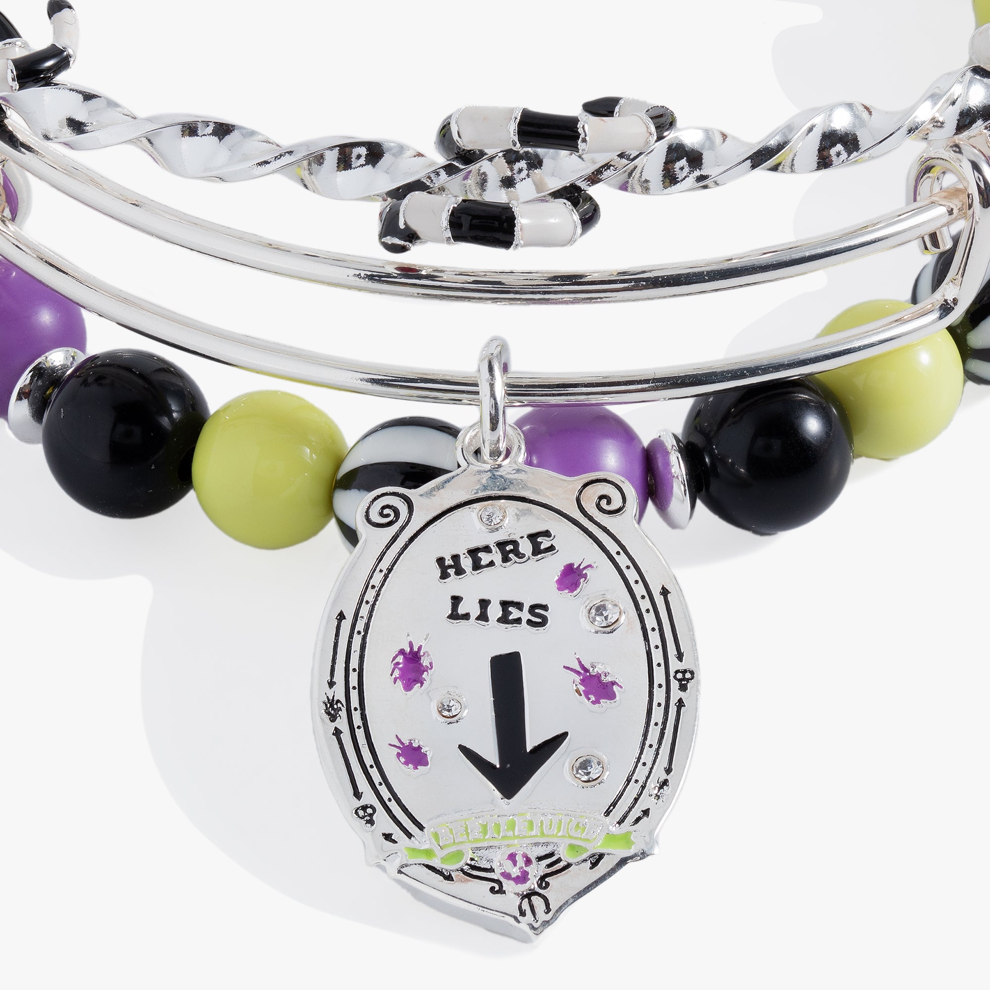 Beetlejuice® Bangle Bracelet Set - 3 Piece Gothic Jewelry for Women, Halloween Accessories, Cosplay & Movie Theme Party Outfits