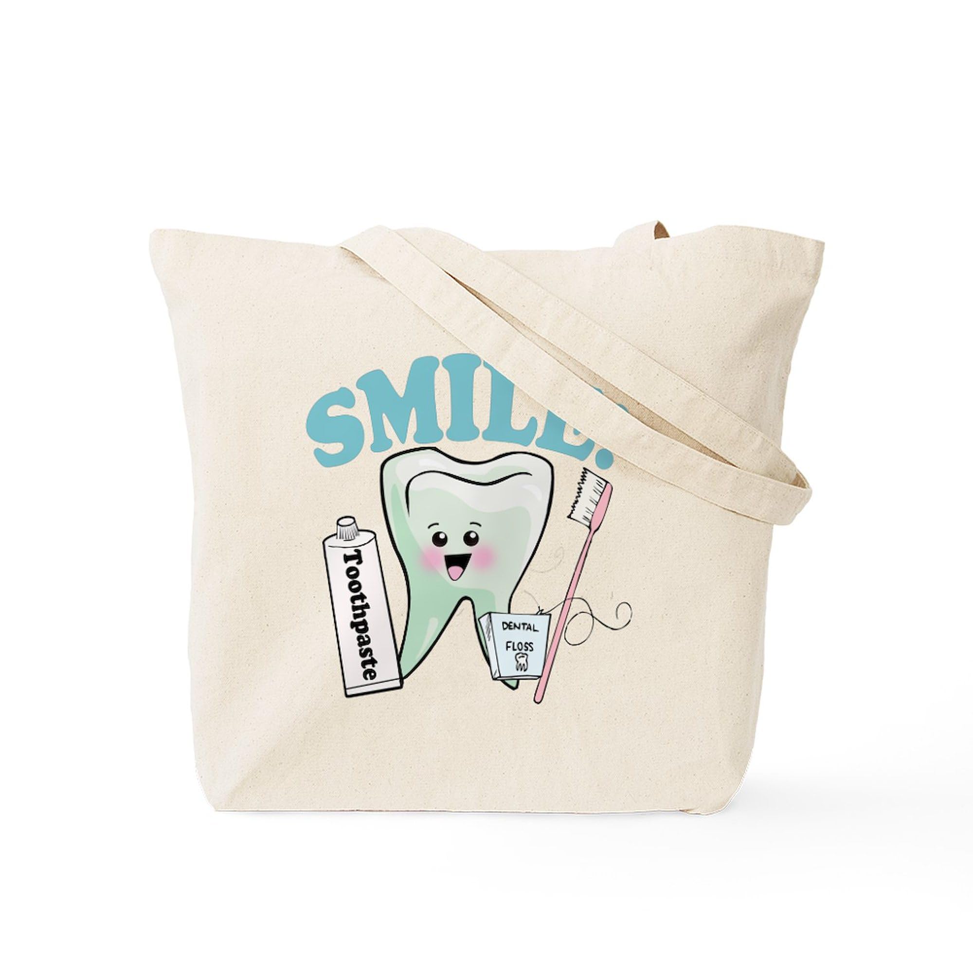 Dentist Hygienist Teeth Tote Bag - Reusable Natural Beige Canvas Shopping Bag for Dental Professionals | Perfect for Work, Groceries & Eco-Friendly Daily Use