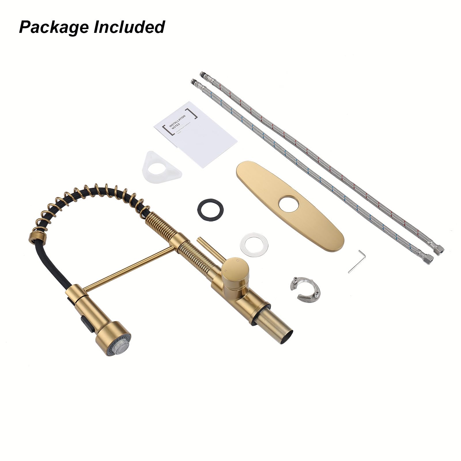Brushed Gold LED Kitchen Faucet with Pull Down Sprayer - Lead-Free Solid Brass Dual Function Sprayer for RV & Home Kitchen Sink (Champagne Bronze) - Perfect for Modern Kitchens, RVs, and Outdoor Cooking Areas