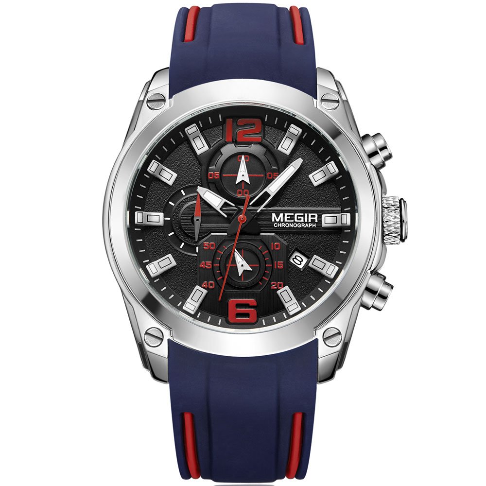 MEGIR Men's Military Sport Quartz Watch - Waterproof, Luminous, Chronograph with Auto Date - Perfect for Outdoor, Hiking, and Casual Wear