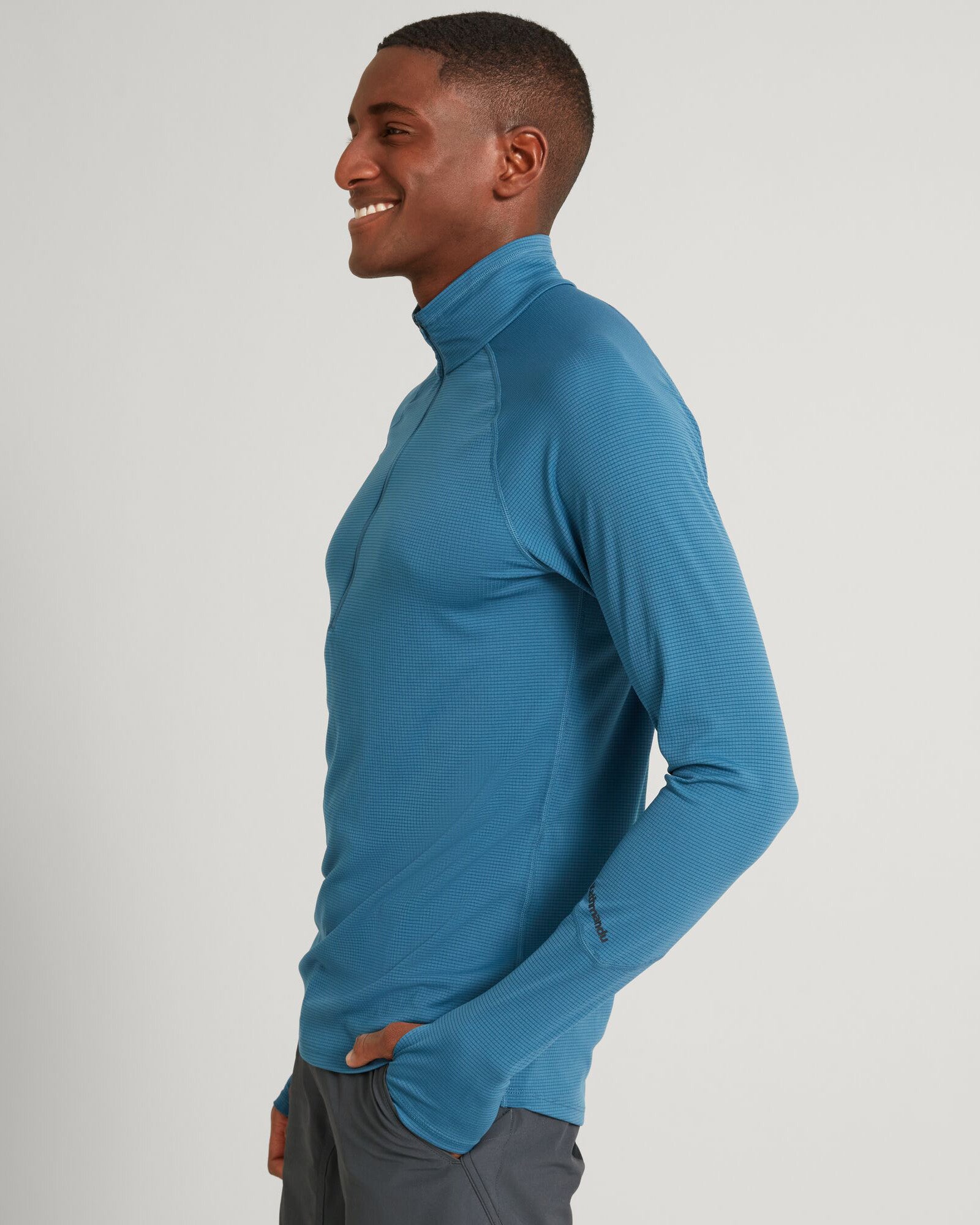 KMDAction Men's Long Sleeve Quarter Zip Pullover Shirt - Steel Blue | Athletic Performance & Casual Wear for Outdoor Activities & Workouts