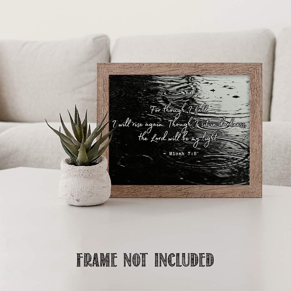 TJ Originals Micah 7:8 Bible Verse Wall Art - Inspirational Christian Scripture Print in Black & White - Perfect Religious Gift for Women - Faith-Based Home & Office Decor for Prayer Rooms, Church Gifts & Spiritual Encouragement