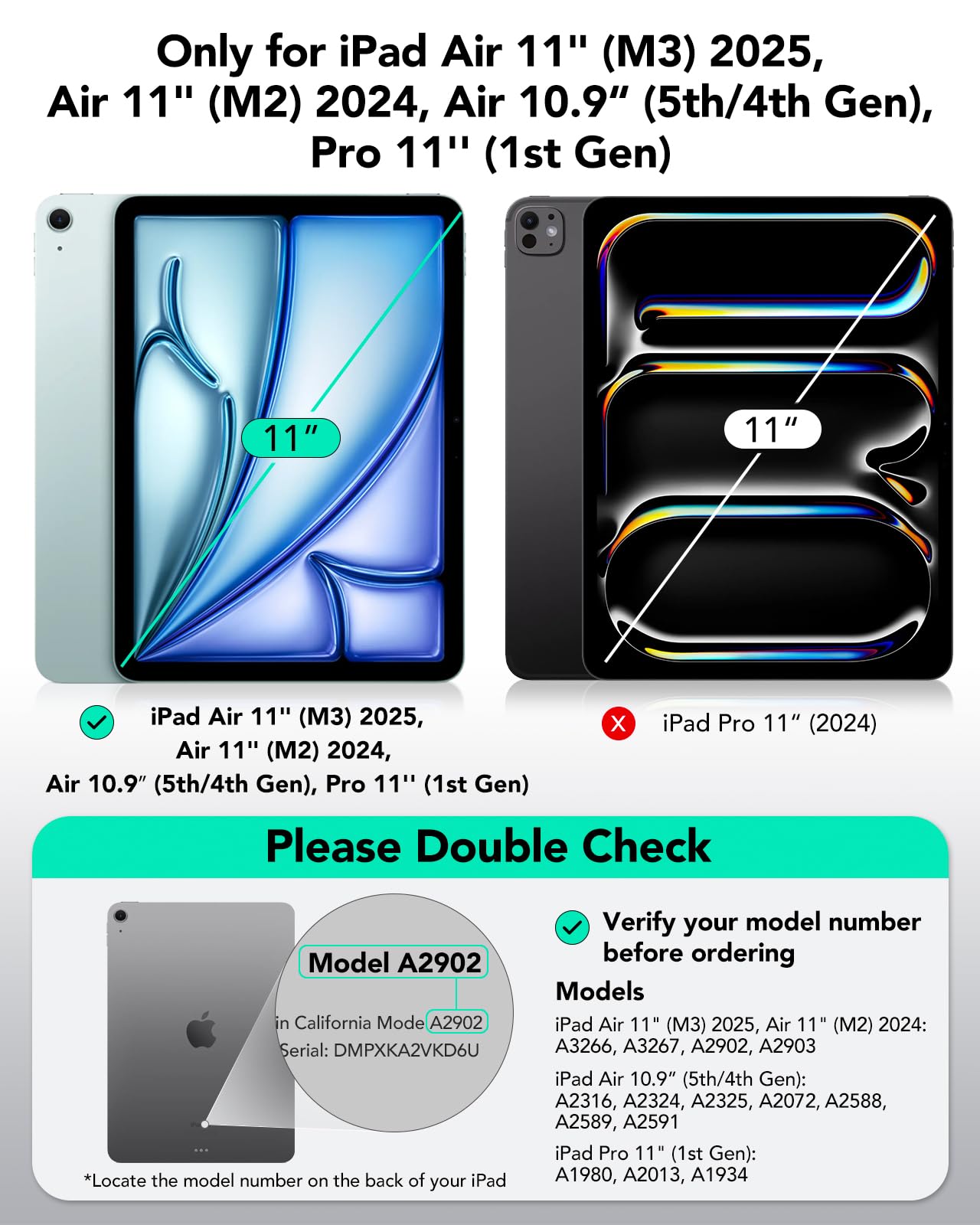 ESR Magnetic iPad Air 11 Inch Case for M3/M2 (2025/2024/2022/2020 Models) - Slim Trifold Stand Cover with Pencil Pro & USB-C Pencil Support - Durable Protective Shell in White - Perfect for Work, Travel & Home Use