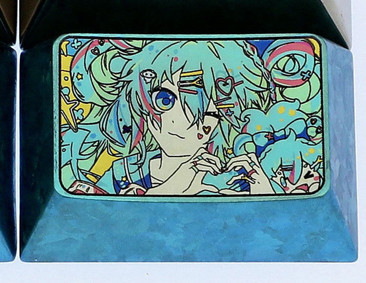 Hatsune Miku Anime Themed Titanium Alloy Custom Keycap - 1U/1.5U Mechanical Keyboard Metal Artisan Keycap for Gaming, Typing & Keyboard Decoration