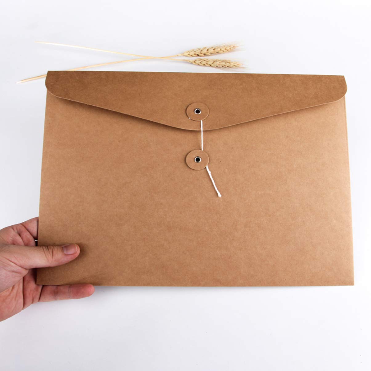 10pcs Kraft File Folders - A4 Document Organizer with Elastic Closure for Office, School, and Home Organization | Perfect for Bills, Receipts, and Important Papers