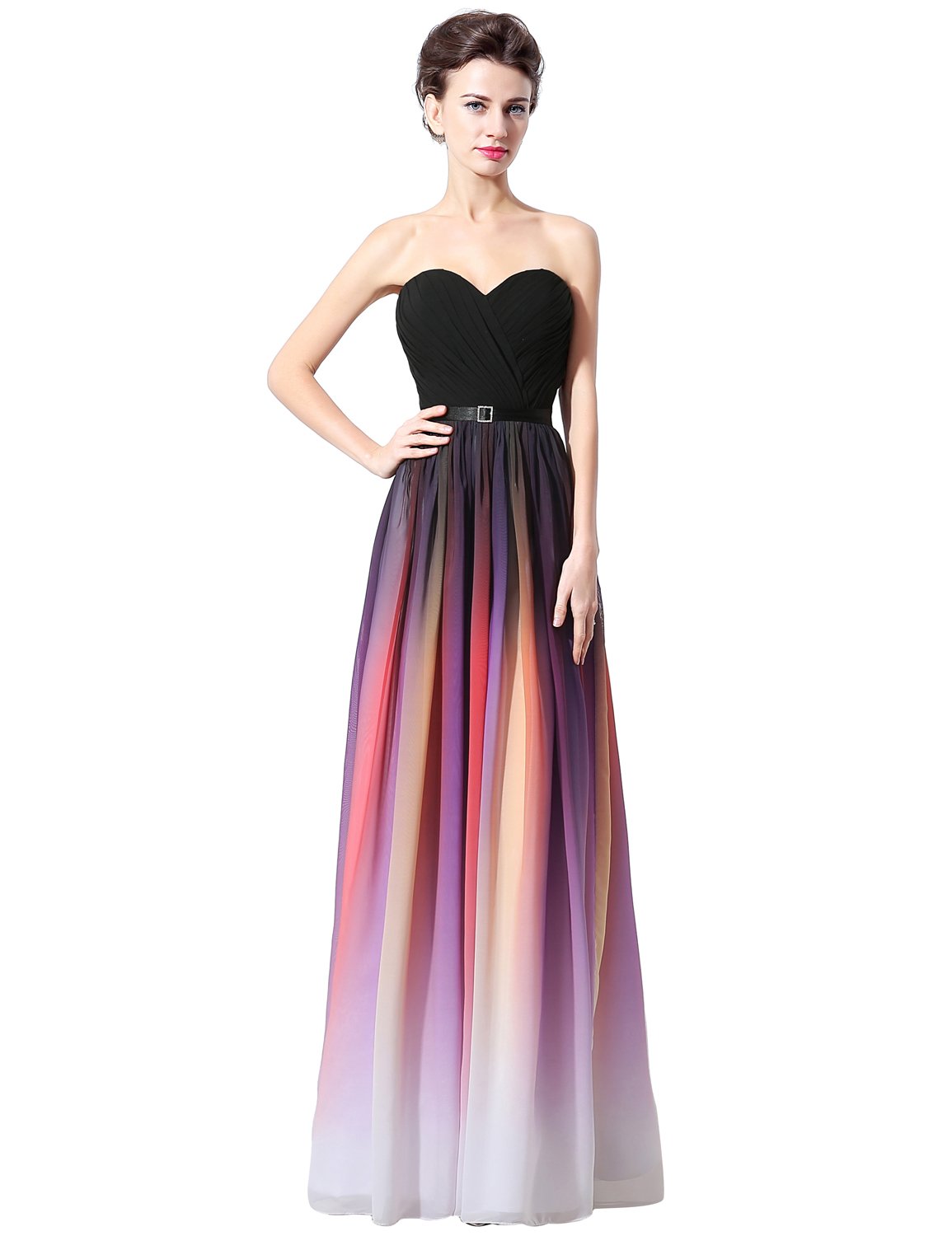 Sarahbridal Women's Long Chiffon Prom Dresses Formal Evening Ball Gowns Gradient Color - Elegant Homecoming, Wedding Guest & Special Occasion Gowns