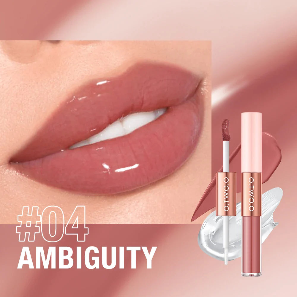 Long-Lasting Double Lip Gloss & Tint - Hydrating Plumping Lipstick with High Shine & Rich Pigment - Perfect for Date Night, Parties & Everyday Wear