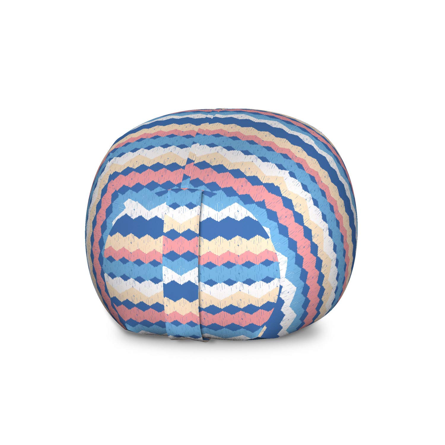 Ambesonne Boho Storage Toy Bag Chair - Colorful Grunge Zigzag Pattern Stuffed Animal Organizer | Washable Large Multicolor Kids' Room Decor for Playroom, Nursery & Bedroom Organization
