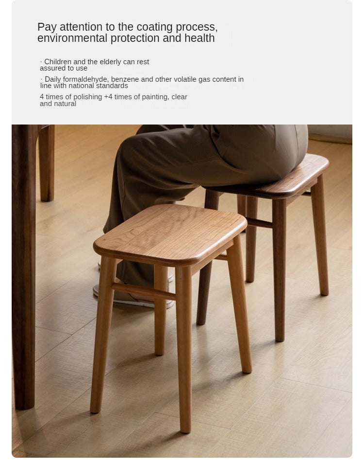 Premium Black Walnut, Cherry & Oak Solid Wood Modern Vanity Stool - Luxury Makeup Seat for Dressing Table, Bedroom & Bathroom