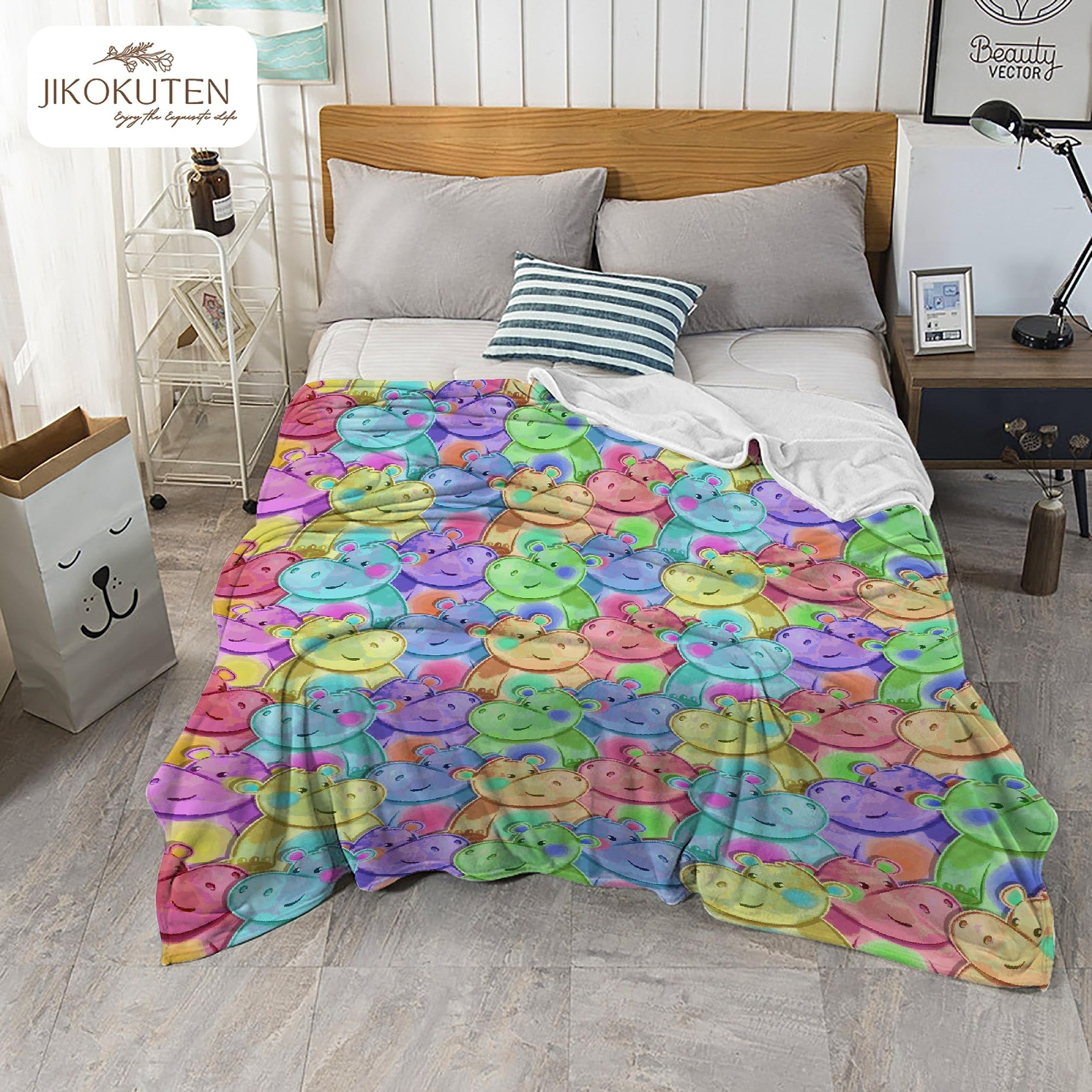 Soft Fluffy Plush Hippo Blanket - Cozy Flannel Throw for Queen & Twin Size (80x60 Inches) - Perfect for Living Room, Couch, Travel, Outdoor Picnics & Home Decor