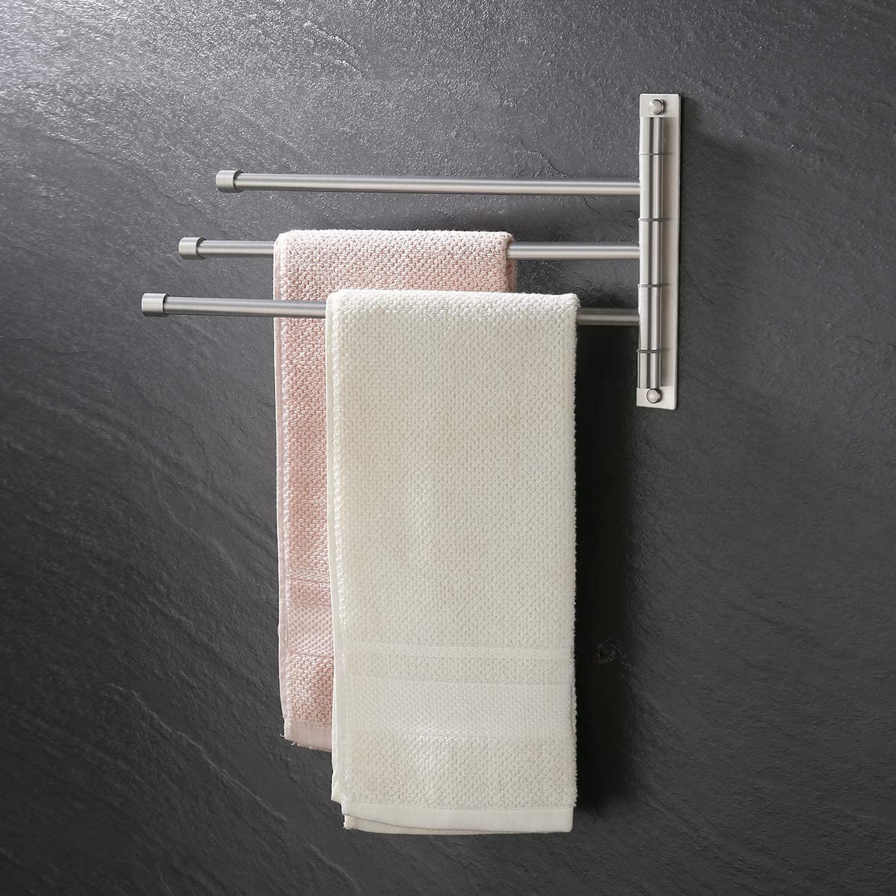KES 13.8 Inch Swing Arm Towel Bar - Wall Mount 3-Arm Towel Holder with SUS304 Stainless Steel Brushed Finish (A2102S3-2) - Perfect for Bathroom, Kitchen & Laundry Room Organization