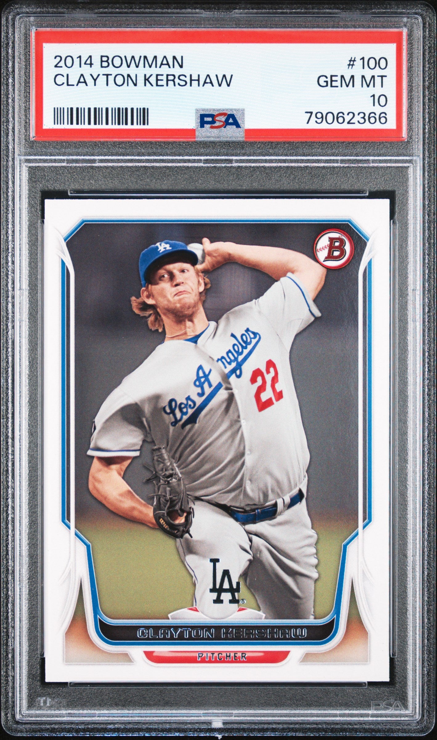 2014 Bowman Clayton Kershaw #100 PSA 10 Gem Mint Baseball Card - Perfect for Collectors, Investors & Dodgers Fans Display