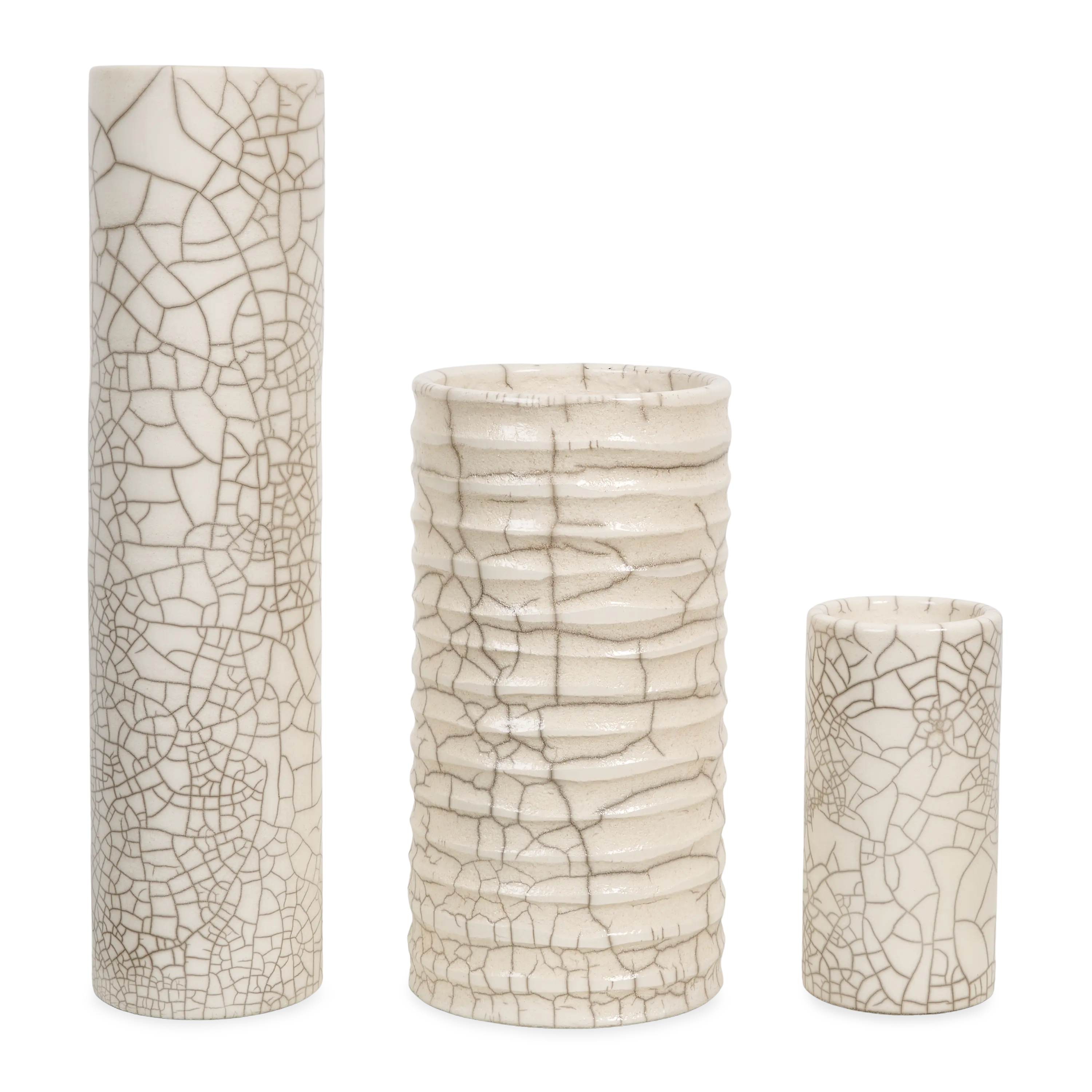 Handmade Crackle Glass Cylinder Vase - Modern Home Decor for Centerpieces, Wedding Decorations & Living Room Accents