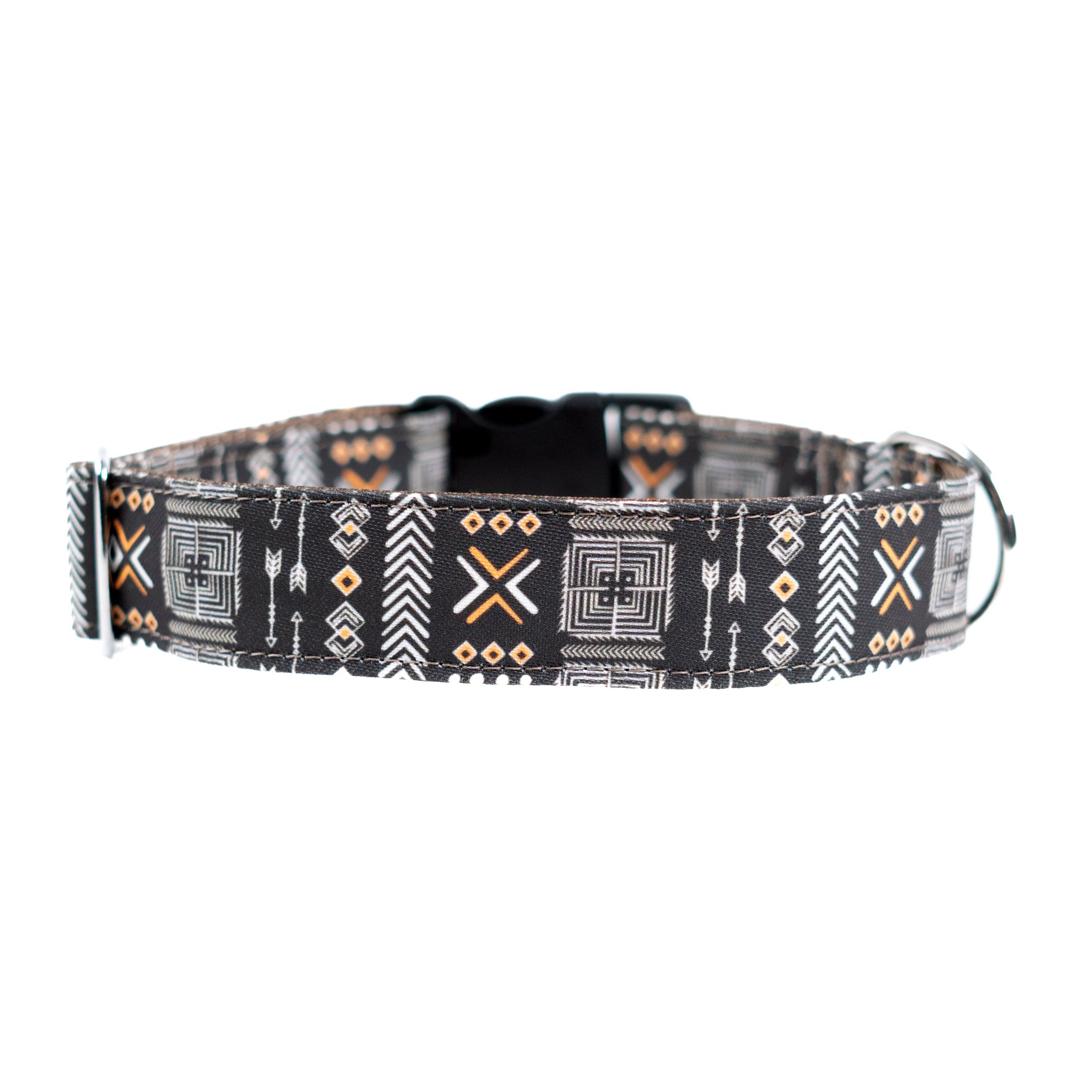 Handmade African Mudcloth Dog Collar - Adjustable Cotton Pet Collar for Small Medium Large Dogs - Boho Chic Style for Walks, Training & Fashion Accessories
