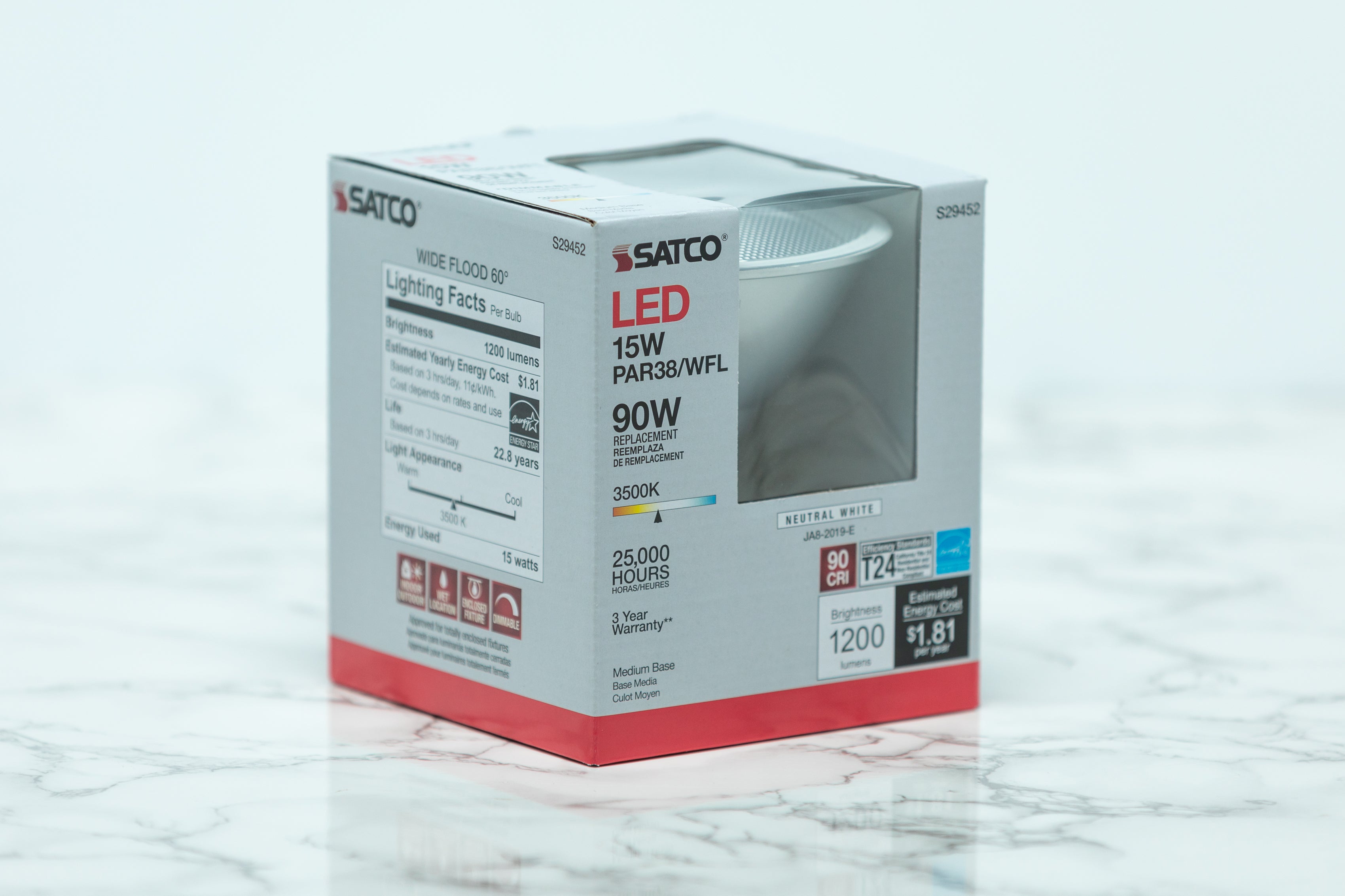 Satco Wet Location Recessed Can LED Light Bulb - Damp Rated for Bathrooms, Kitchens & Outdoor Use - Energy Efficient Lighting Solution