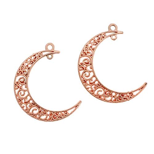 30-Piece Bulk Rose Gold Crescent Moon Charms - Double-Sided Design for Jewelry Making, DIY Crafts, and Gift Packaging (GC840) | Perfect for Necklaces, Bracelets, and Scrapbooking Projects