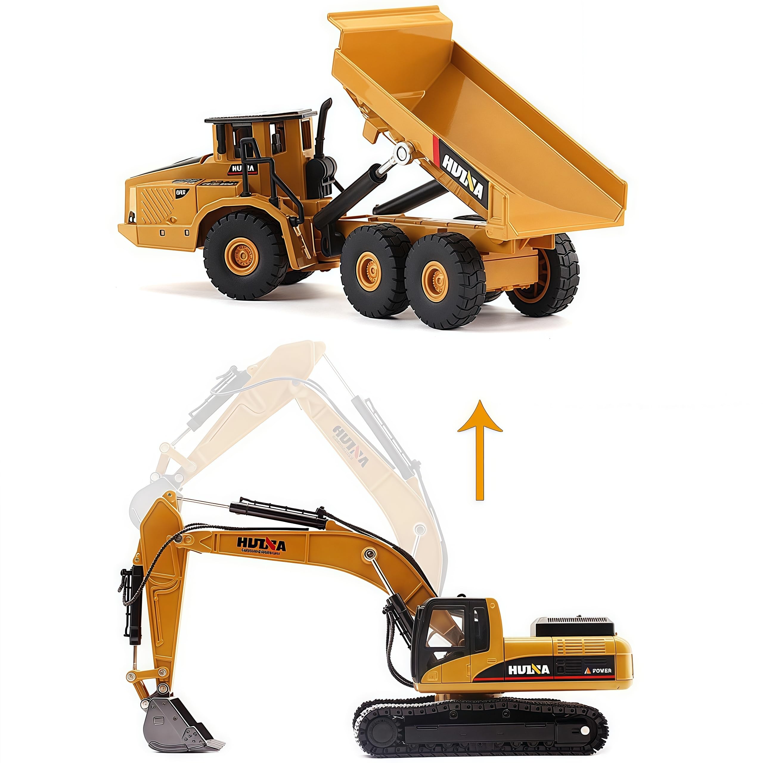 Gemini & Genius Heavy Duty Metal Excavator Toy & Dump Truck Set - Construction Vehicles Playset for Kids Ages 4-8 - Sandbox Toys, Outdoor Play, Birthday Gifts for Boys & Girls | Perfect for Construction Site Roleplay & Sandbox Adventures