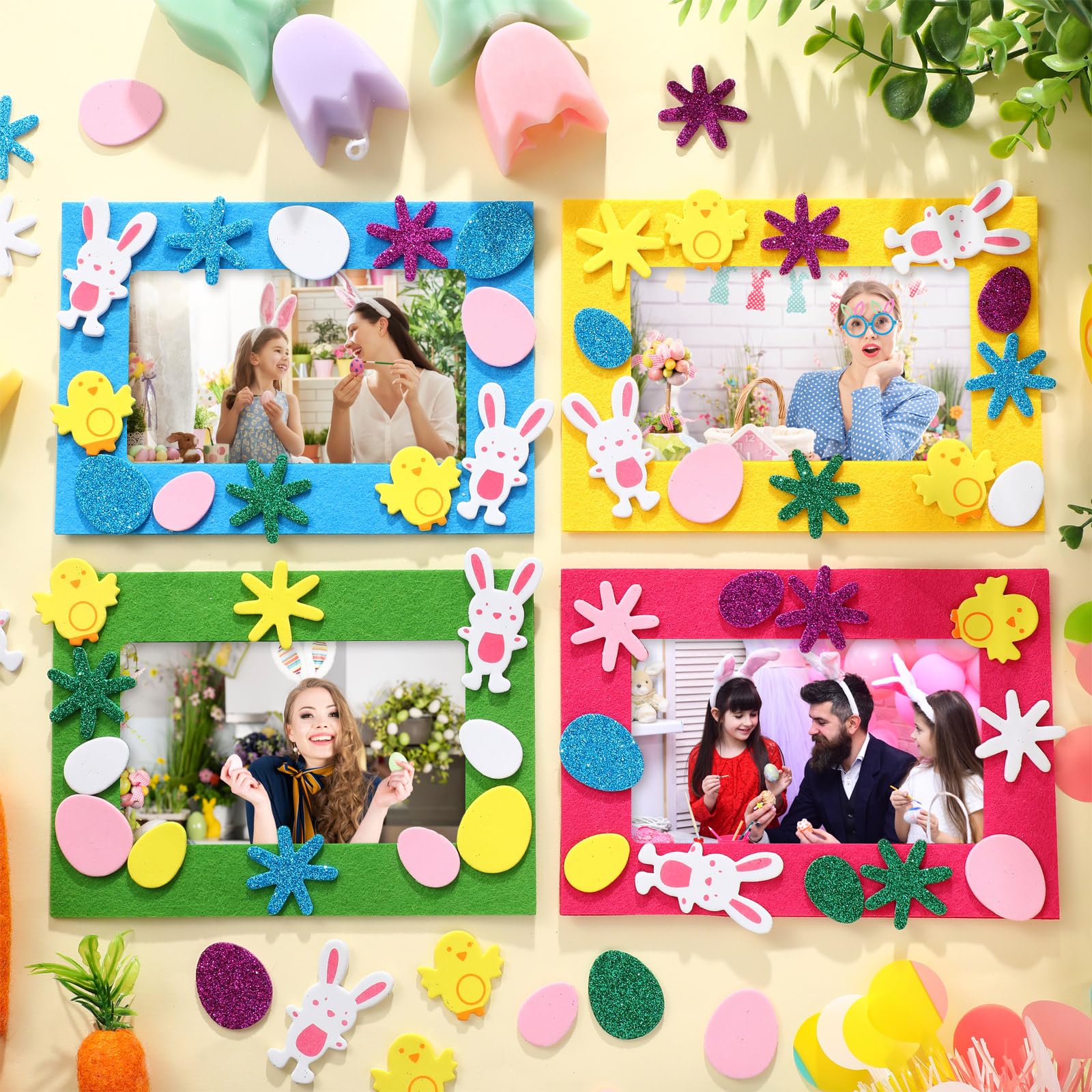 Easter DIY Craft Kit - 232pcs Felt Photo Frames & Stickers for Bunny Party Decor