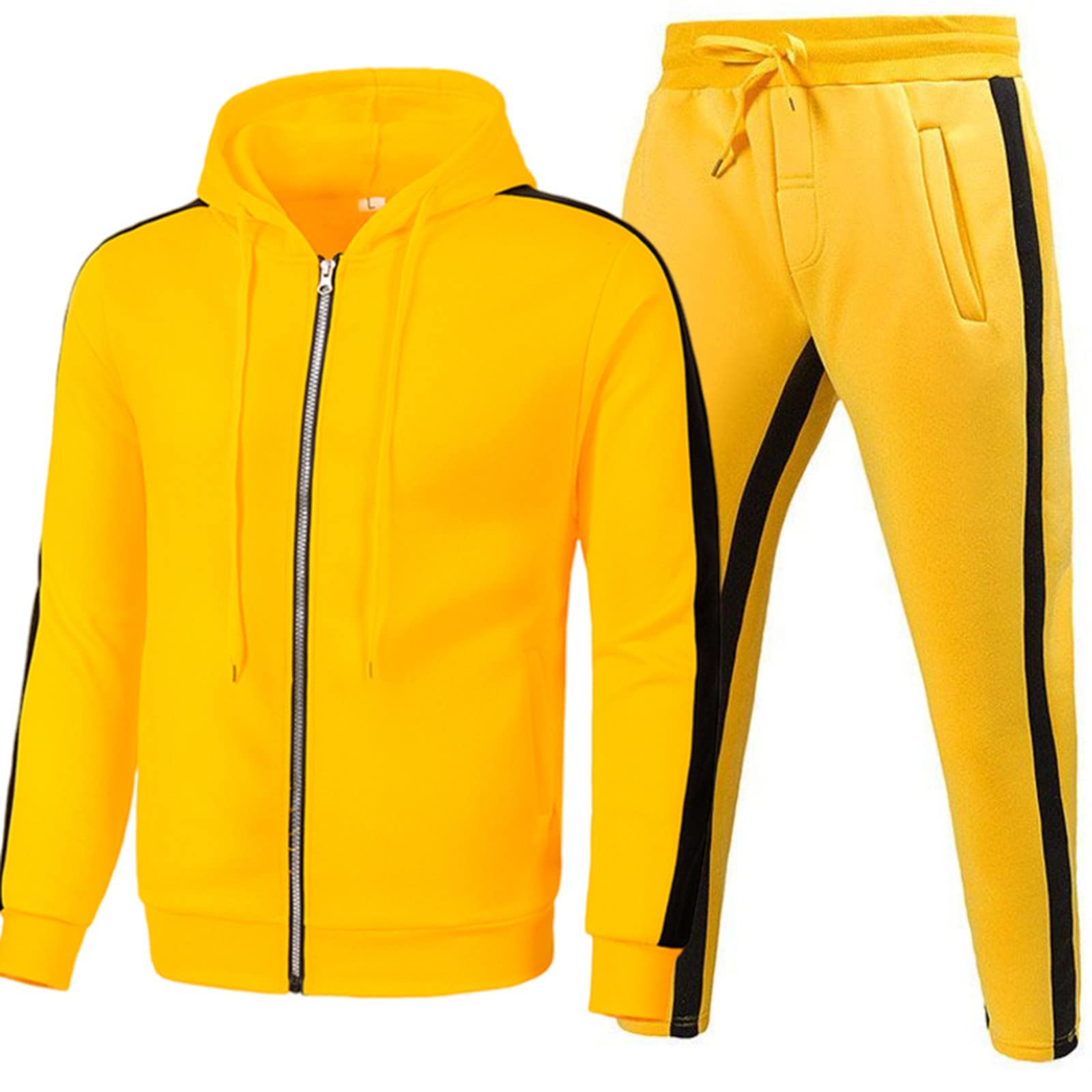 Men's Full Zip Hooded Tracksuit Set - Gym Running Sports Jogging Suit with Pockets | Sweatshirt & Jogger Pants for Casual Workouts & Outdoor Activities