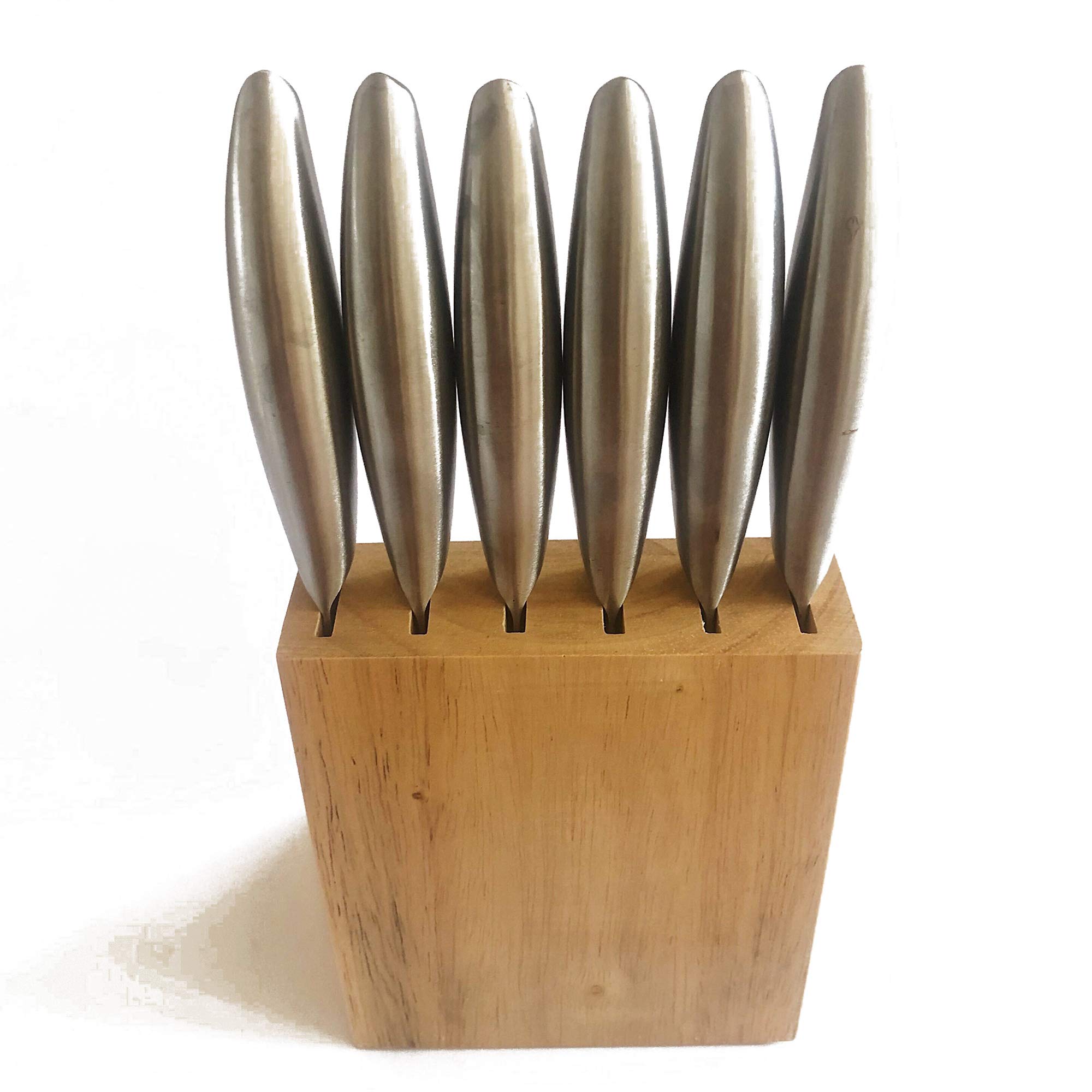 Premium 6-Piece Kitchen Knife Set with Wooden Block - Ultra Sharp Stainless Steel Knives for Slicing, Dicing & Chopping | Perfect for Home Chefs & Cooking Enthusiasts | Includes Chef Knife, Bread Knife & Utility Knives