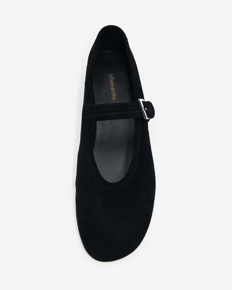 Black Suede Leather Ballet Flats for Women - Comfortable Slip-On Shoes for Work, Travel & Casual Wear