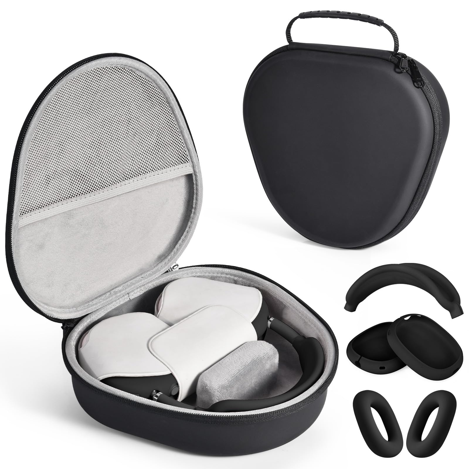 FILOTO AirPods Max Headphone Case - Waterproof Travel Carrying Case with Silicone Cover, Protective Storage Bag for Apple AirPods Max Accessories (Black) - Perfect for Travel, Commuting & Daily Protection