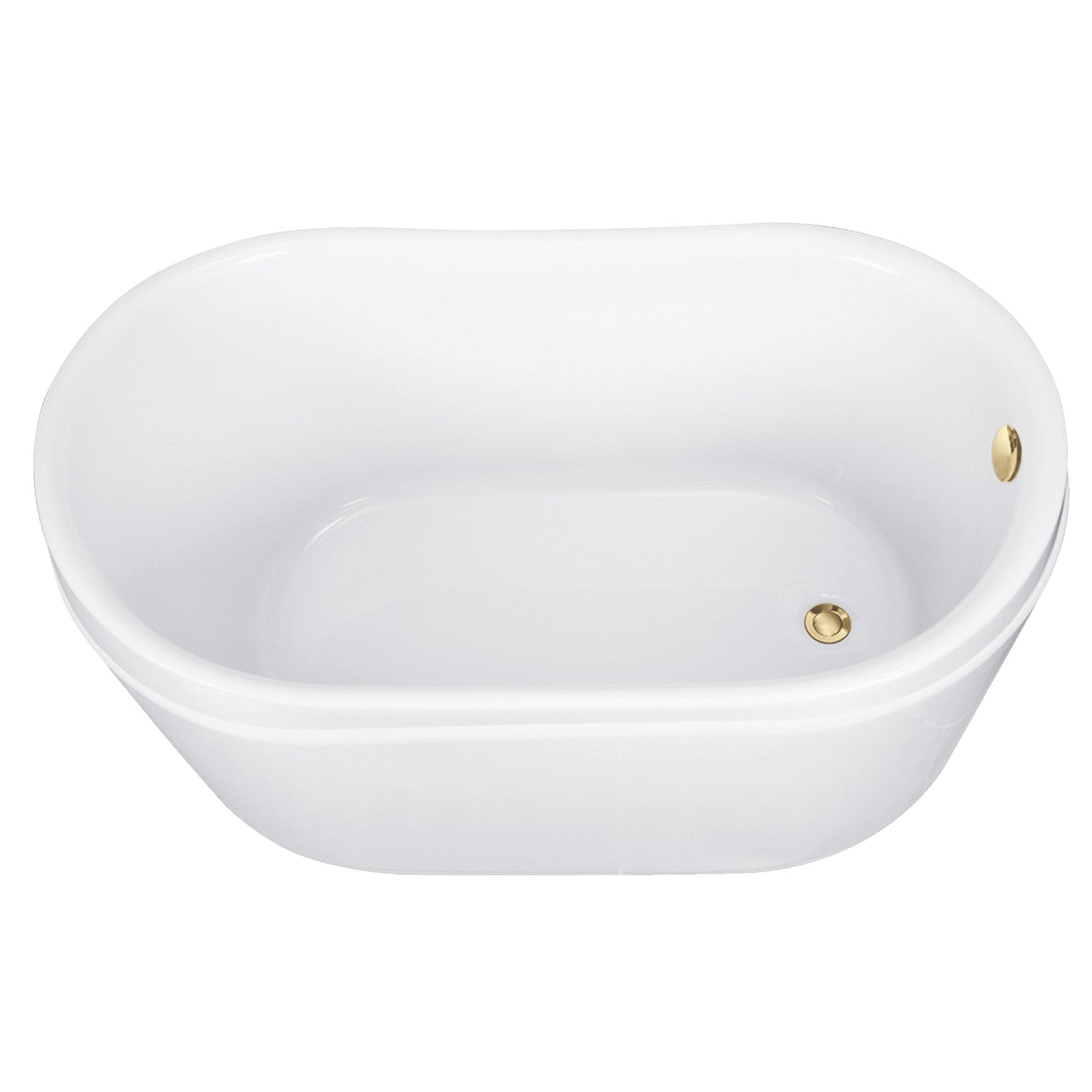 Aqua Eden 52 Inch Acrylic Oval Double Slipper Freestanding Bathtub with Overflow & Drain - Glossy White & Polished Brass Finish | Luxury Bathroom Centerpiece for Spa-Like Relaxation & Modern Home Decor