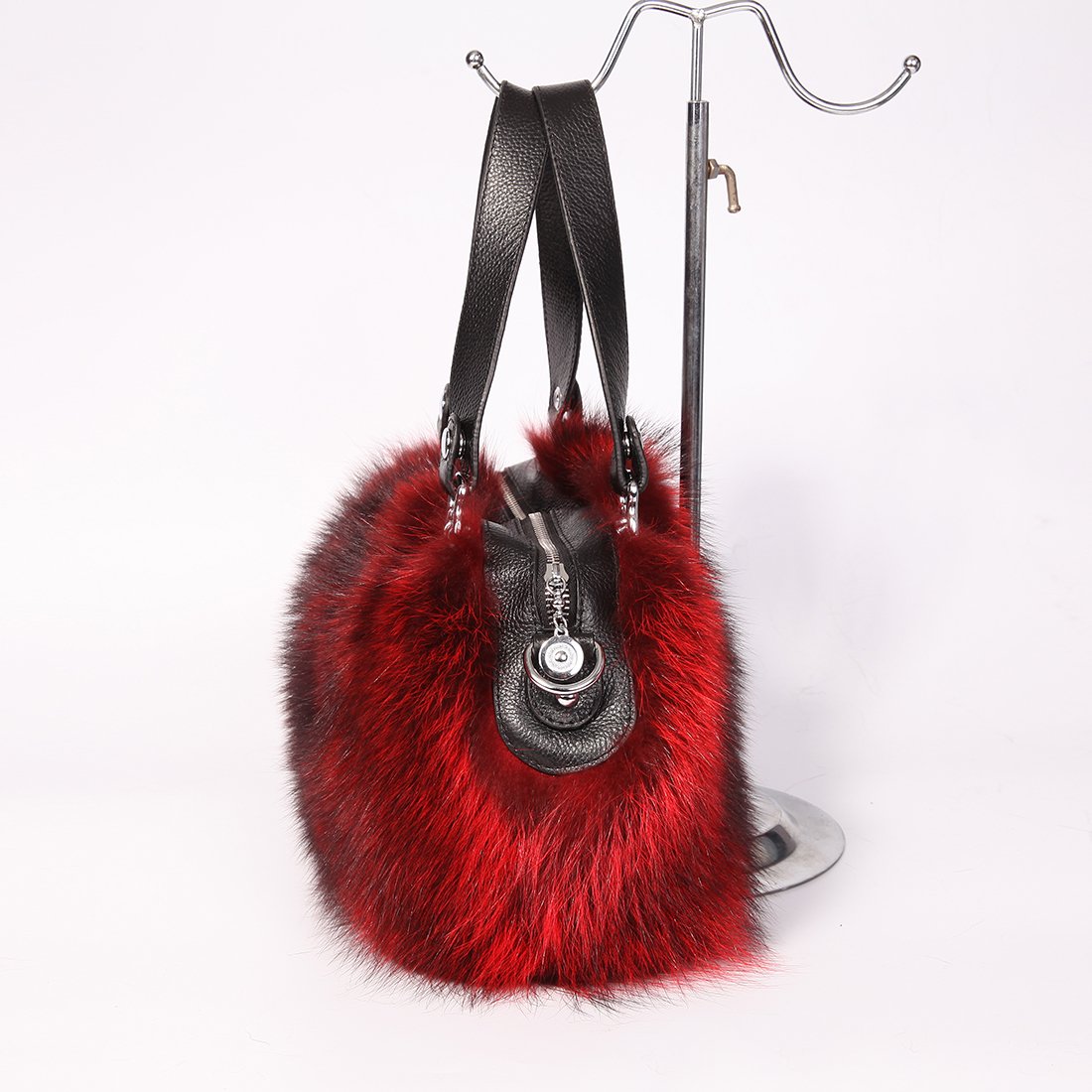 Genuine Raccoon & Fox Fur Handbag for Women - Luxury Winter Clutch Purse - Perfect for Parties, Weddings, and Evening Events