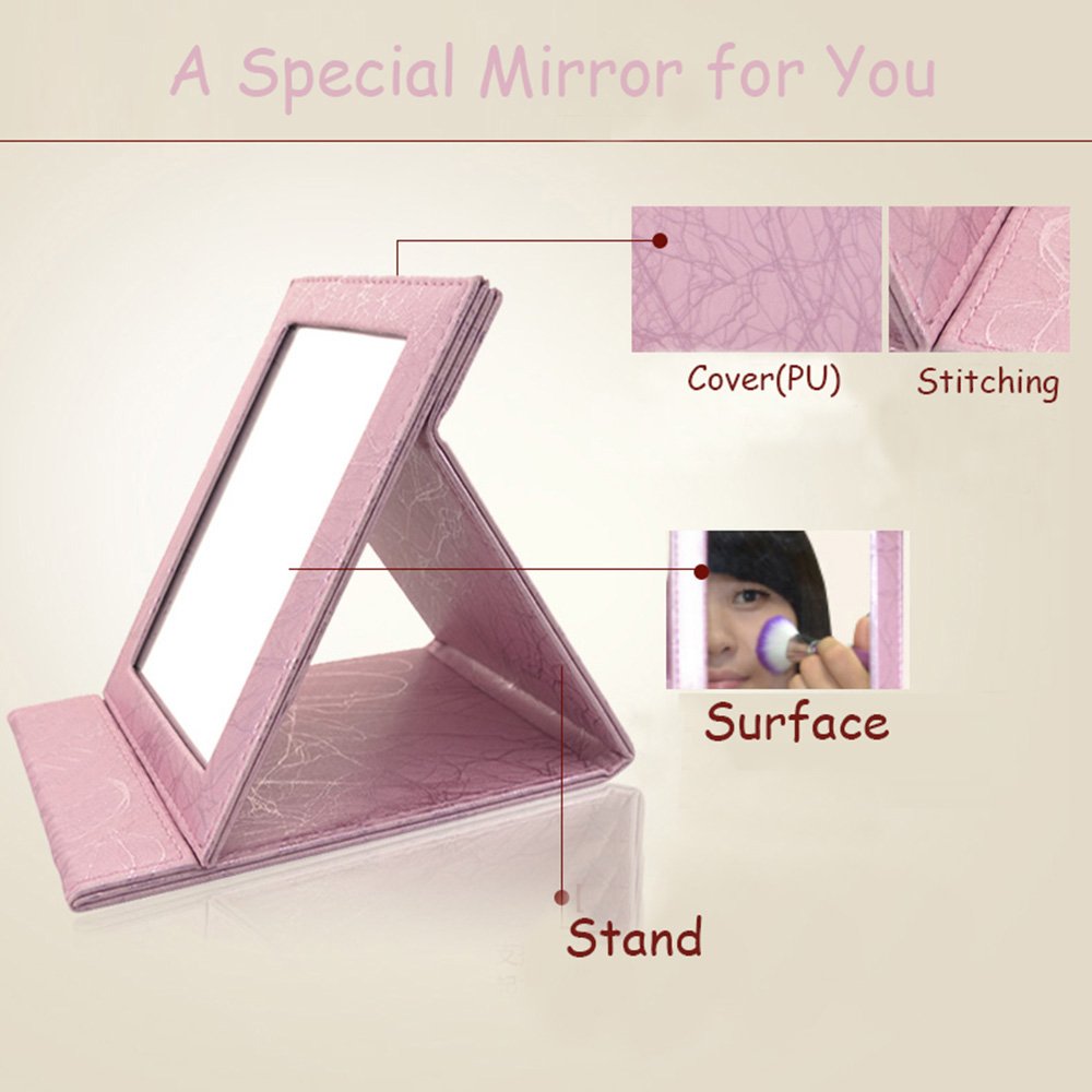 ToiM Large Black Portable Folding Vanity Mirror with Stand - Collapsible Makeup Mirror for Travel, Dressing Table & Beauty Station | Compact Dresser Mirror with Adjustable Angle for Home & Professional Use