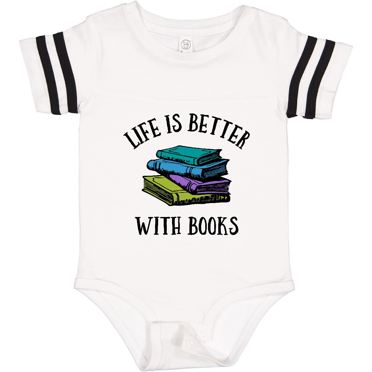 Inktastic Life's Better with Books Baby Bodysuit - Cute Book Lover Onesie for Infants & Toddlers - Perfect Gift for Baby Showers, Birthdays & Reading Enthusiasts