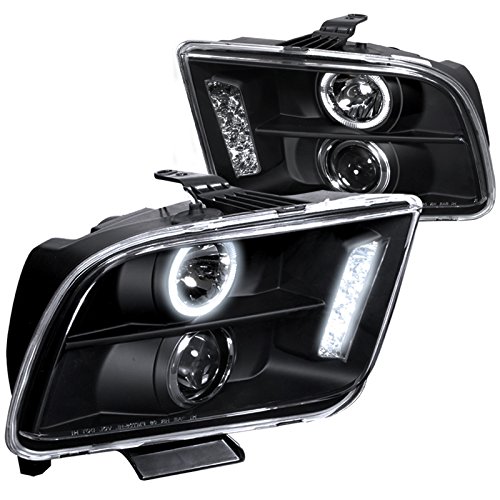 Spec-D Tuning LHP-MST05JM-TM Halo LED Black Projector Headlights for Ford Mustang – Upgrade Your Ride with Stylish & Bright Lighting for Night Driving & Car Shows