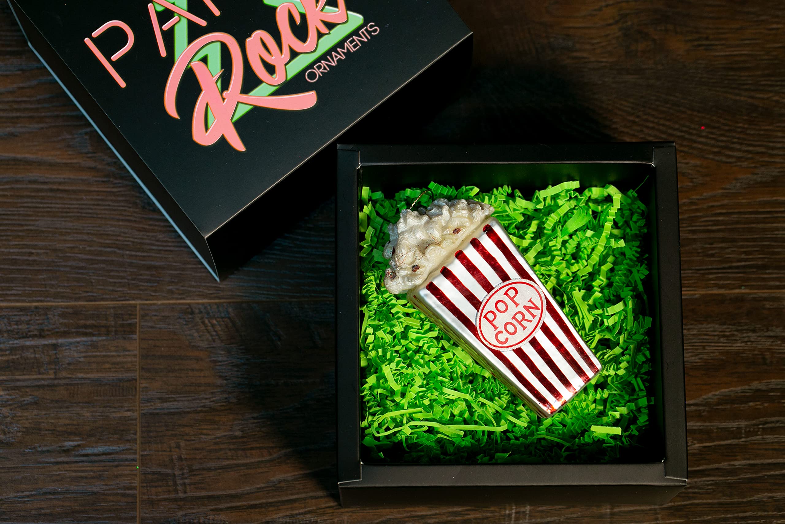 Party Rock Popcorn Glass Ornament - Food Collection Christmas Tree Decorations for Holiday Parties & Home Decor