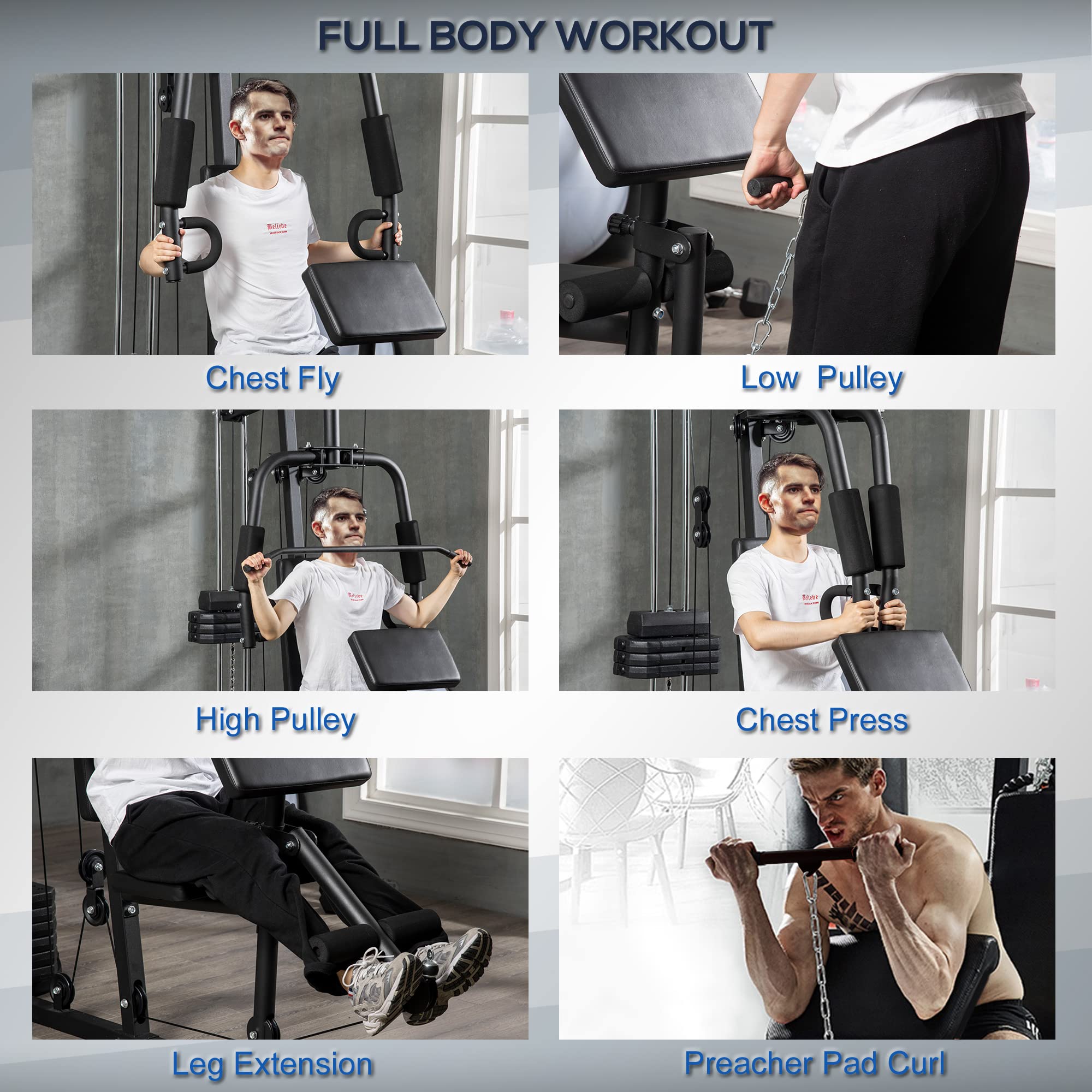 Soozier Home Gym with 100Lbs Weight Stack - Full Body Workout for Home Fitness