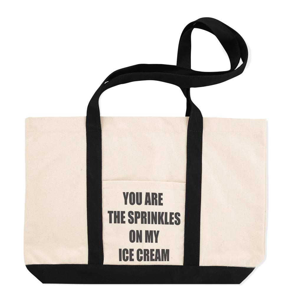 You Are The Sprinkles on My Ice Cream Canvas Tote Bag - Funny & Novelty Beach Shopping Bag for Women - Perfect for Groceries, Beach Trips & Everyday Use