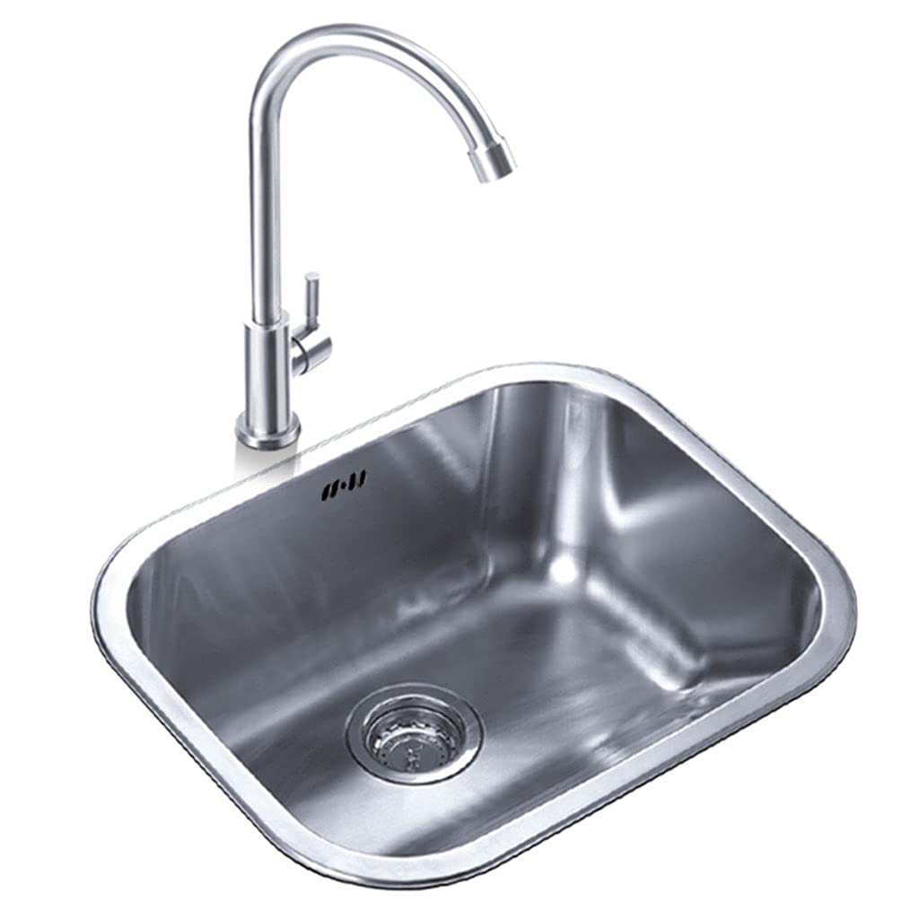304 Stainless Steel Small Laundry Sink with Washboard - Brushed Surface, Fast Drainage & Noise Reduction - Perfect for Balcony, RV, Tiny Homes & Outdoor Cleaning Tasks