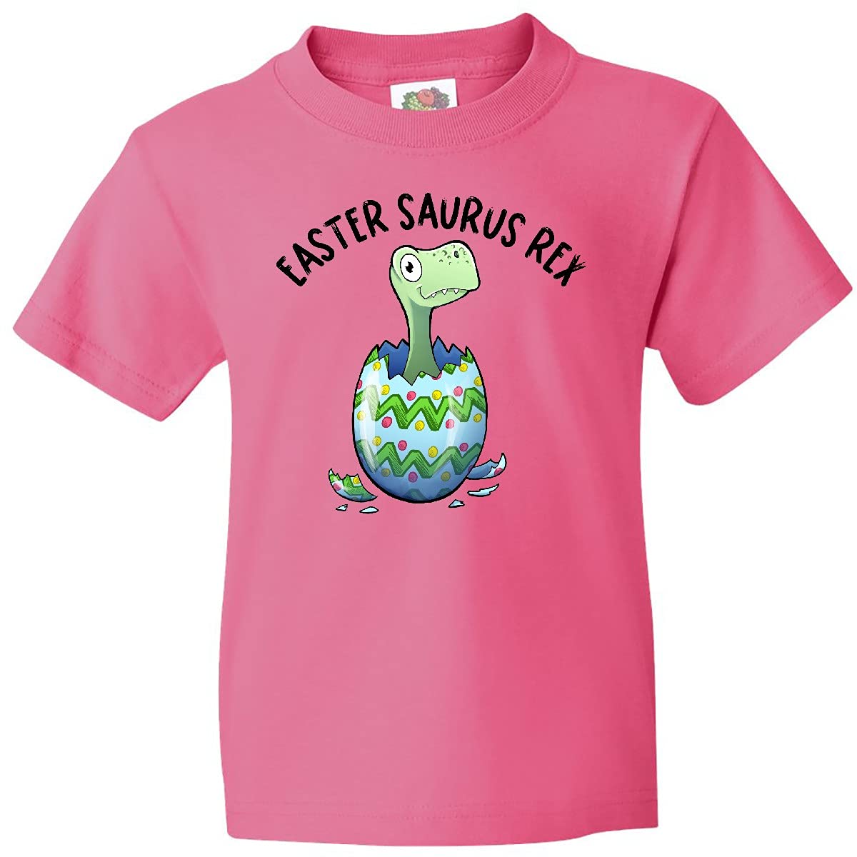 Inktastic Easter Saurus Rex Dinosaur Hatching Easter Egg Youth T-Shirt - Cute Dino Graphic Tee for Kids Easter Outfits & Spring Celebrations