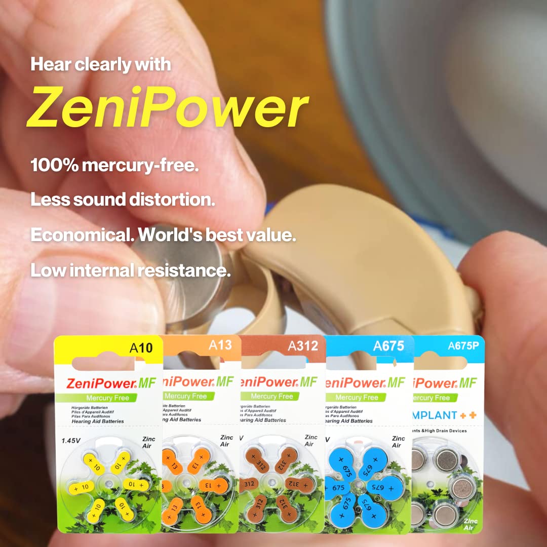 High Power Zinc Air 1.4V Size 675P/675CI Batteries for Cochlear Implant BTE Speech Processors - 120 Pack | Long-Lasting Hearing Aid Batteries for Daily Use & Travel
