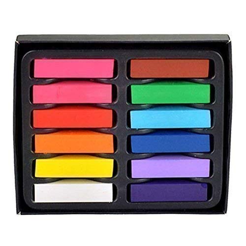 12 Colors Temporary Hair Chalk Set - Washable & Non-Toxic Pastel Hair Dye for Kids & Adults | Perfect for Birthday Parties, Halloween, Christmas & Cosplay (1 Pack)