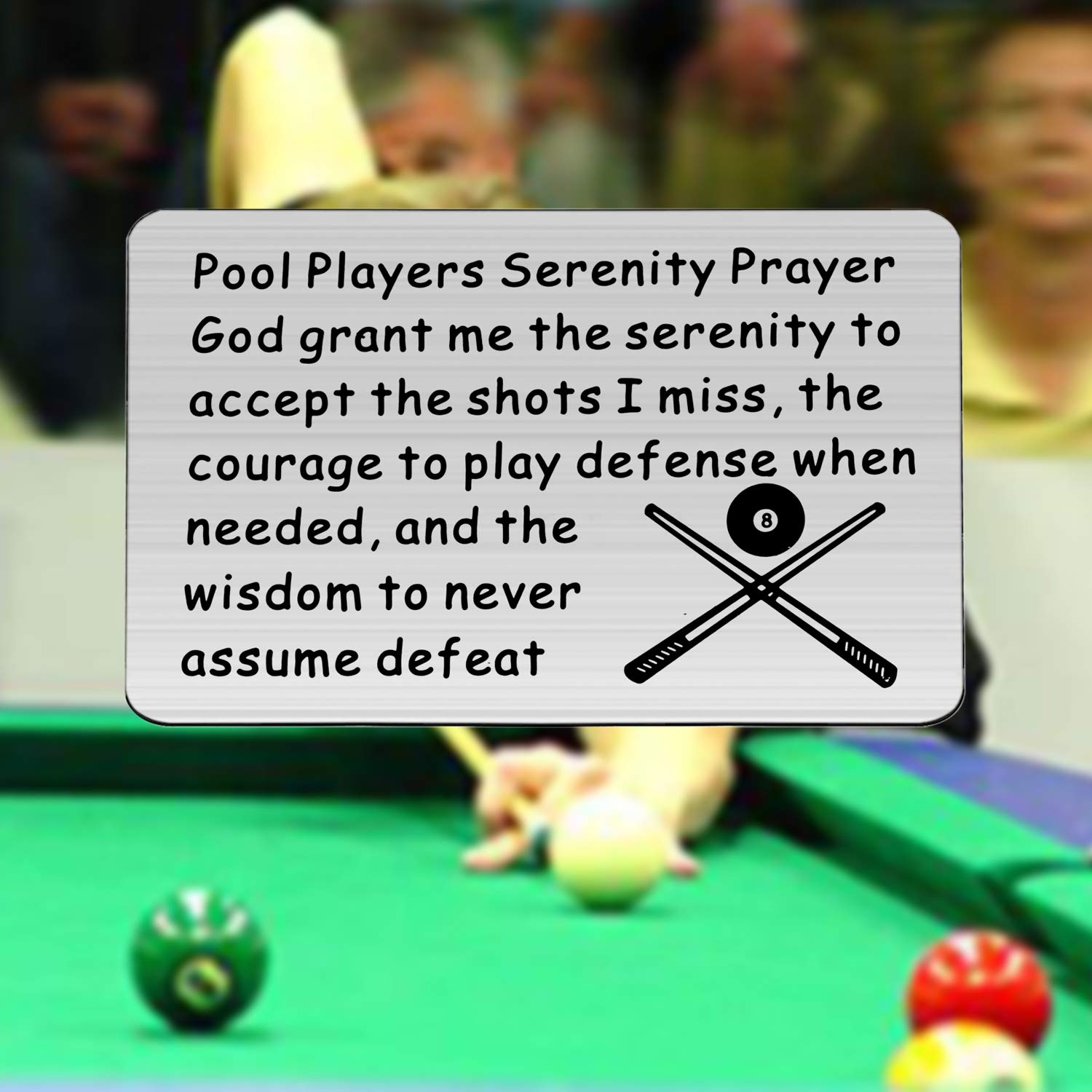 LQRI Billiards Gift - Serenity Prayer Wallet Card for Pool Players | 8-Ball Design Billiard Coach Accessory | Perfect Gift for Pool Enthusiasts & Bar Game Lovers