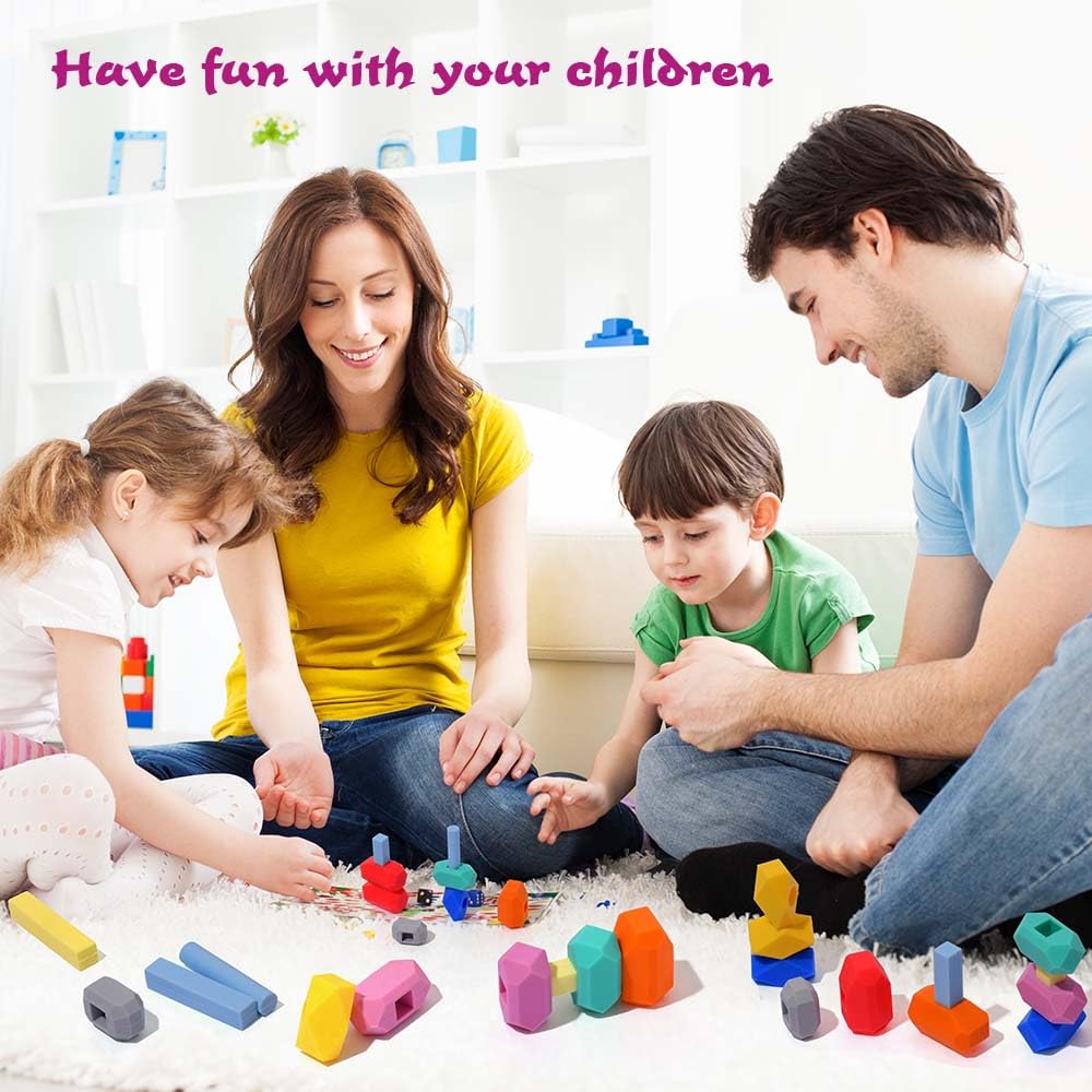 **36-Piece Silicone Stacking Building Blocks for Toddlers – Montessori Sensory Learning Toys, Safe & Durable Stacking Games for Boys & Girls – Perfect for Early Childhood Development & Playtime Fun**
