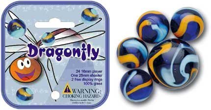 DRAGONFLY MARBLES NET - 1 Shooter Marble & 24 Player Marbles Set for Classic Marble Games, Kids Outdoor Play, and Family Fun Activities