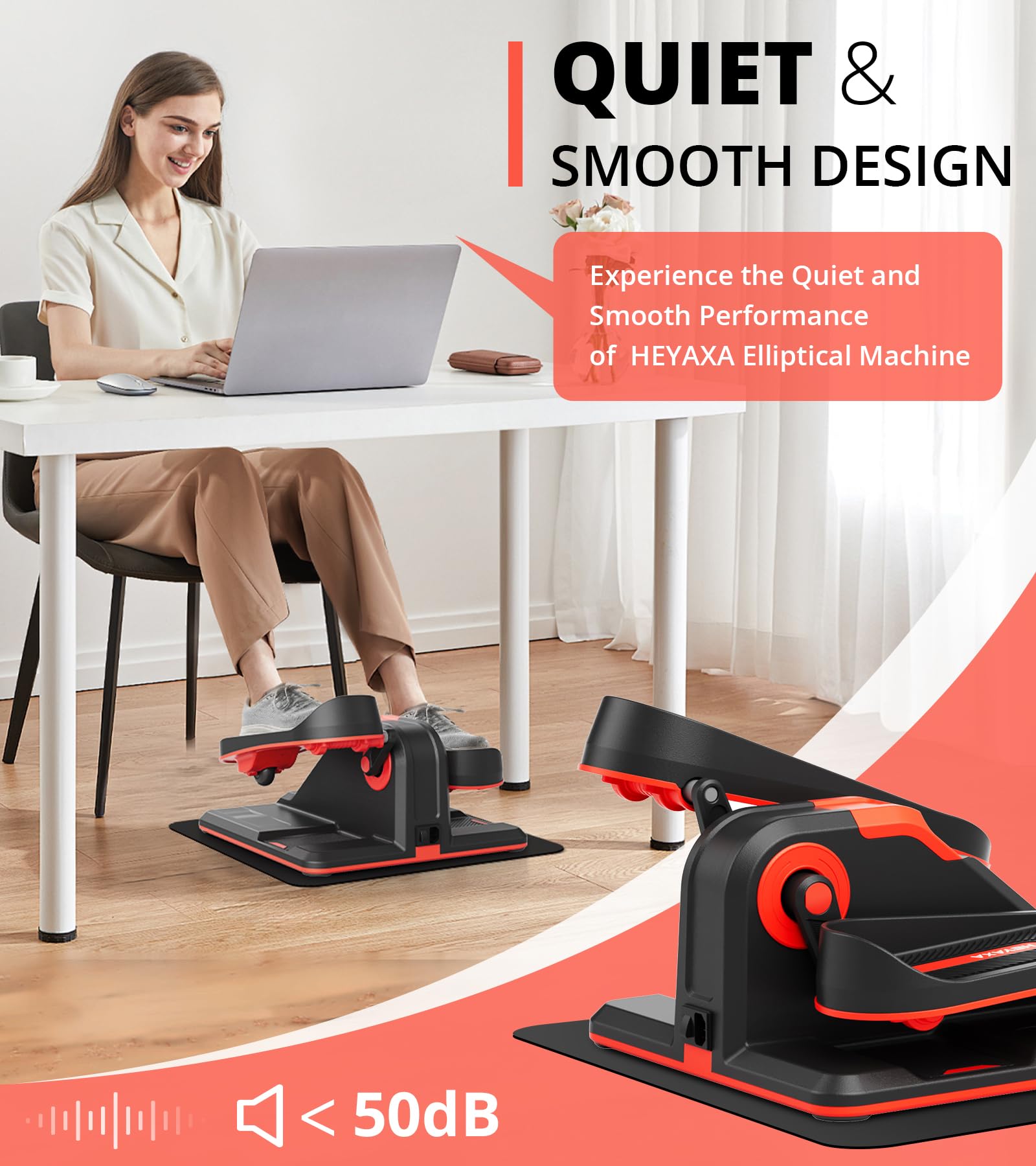 Under Desk Elliptical Machine - Portable Electric Leg Exerciser for Seniors & Adults with LCD Display & Remote Control - Compact Seated Elliptical Trainer with Anti-Slip Mat - Perfect for Office, Home Workout & Physical Therapy