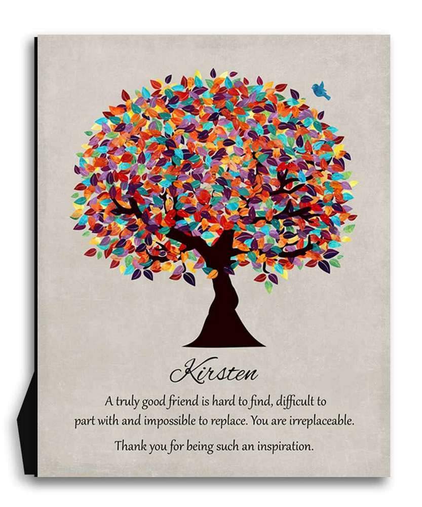 Personalized 8x10 Metal Art Print - Colorful Tree Design for Friend, Mentor, Retirement, Going Away Gift - Includes Deluxe Velvet Tabletop Stand & Gift Wrapping (LTC-M1492) | Perfect for Home Decor, Office Desk, or Special Occasion Presents