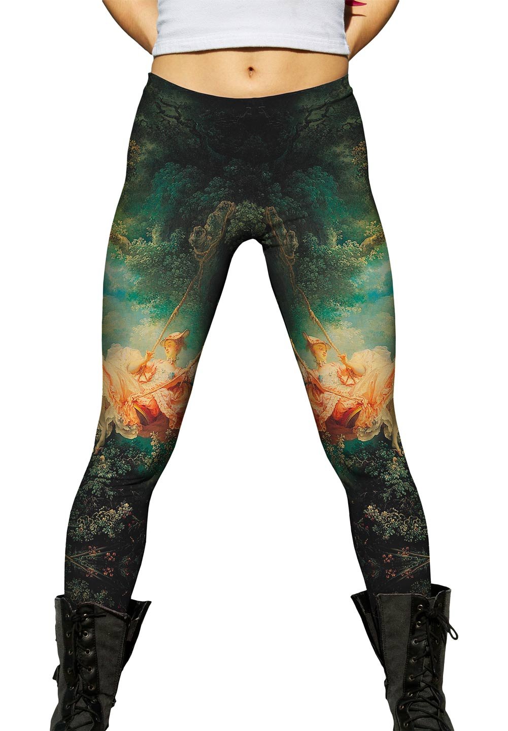 Yizzam - Jean-Honore Fragonard The Swing Art Print Women's Leggings - High Waisted Soft Stretchy Yoga Pants for Workout, Lounge & Casual Wear