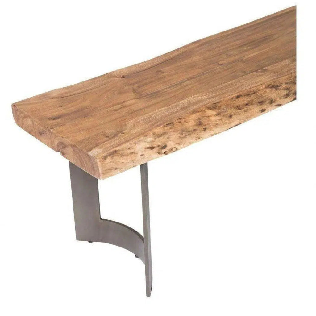 108 Inch Live Edge Dining Bench - Solid Wood Rustic Industrial Style Bench for Kitchen, Dining Room, or Bar - Perfect for Farmhouse, Modern, and Industrial Decor
